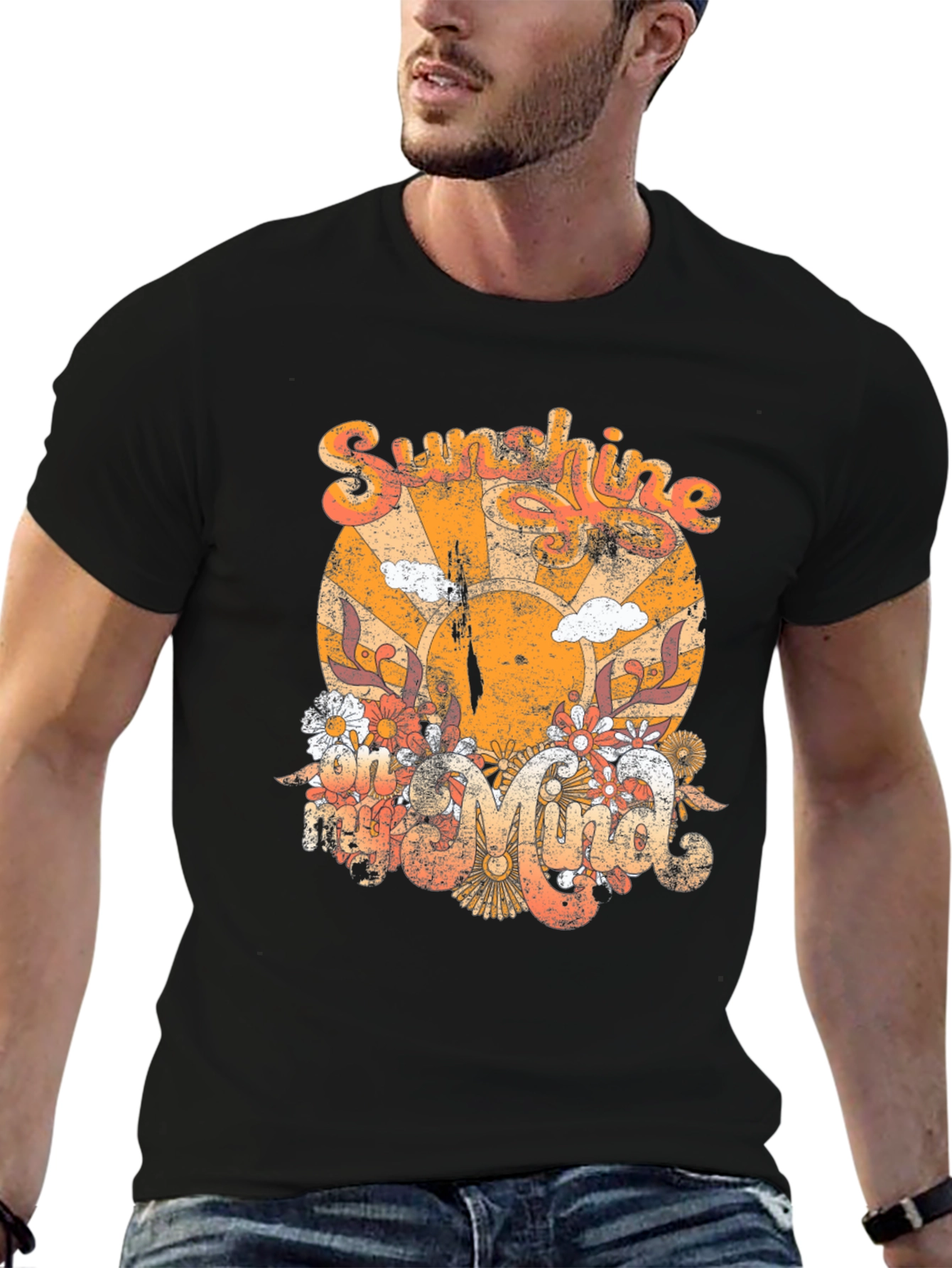 Black Retro Sunshine Graphic T-Shirt - Black view 6