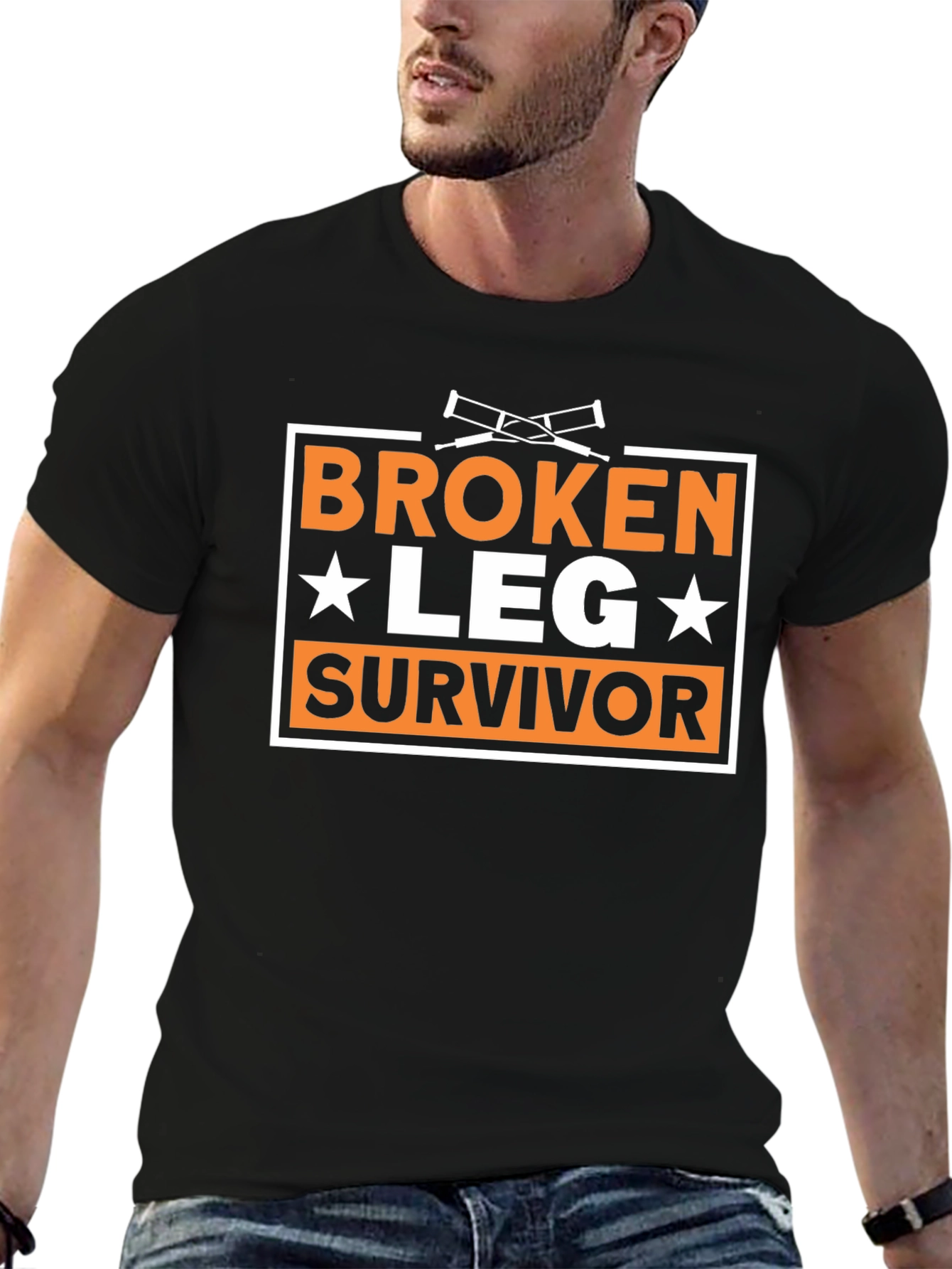 Black Broken Leg Survivor T-Shirt view 6