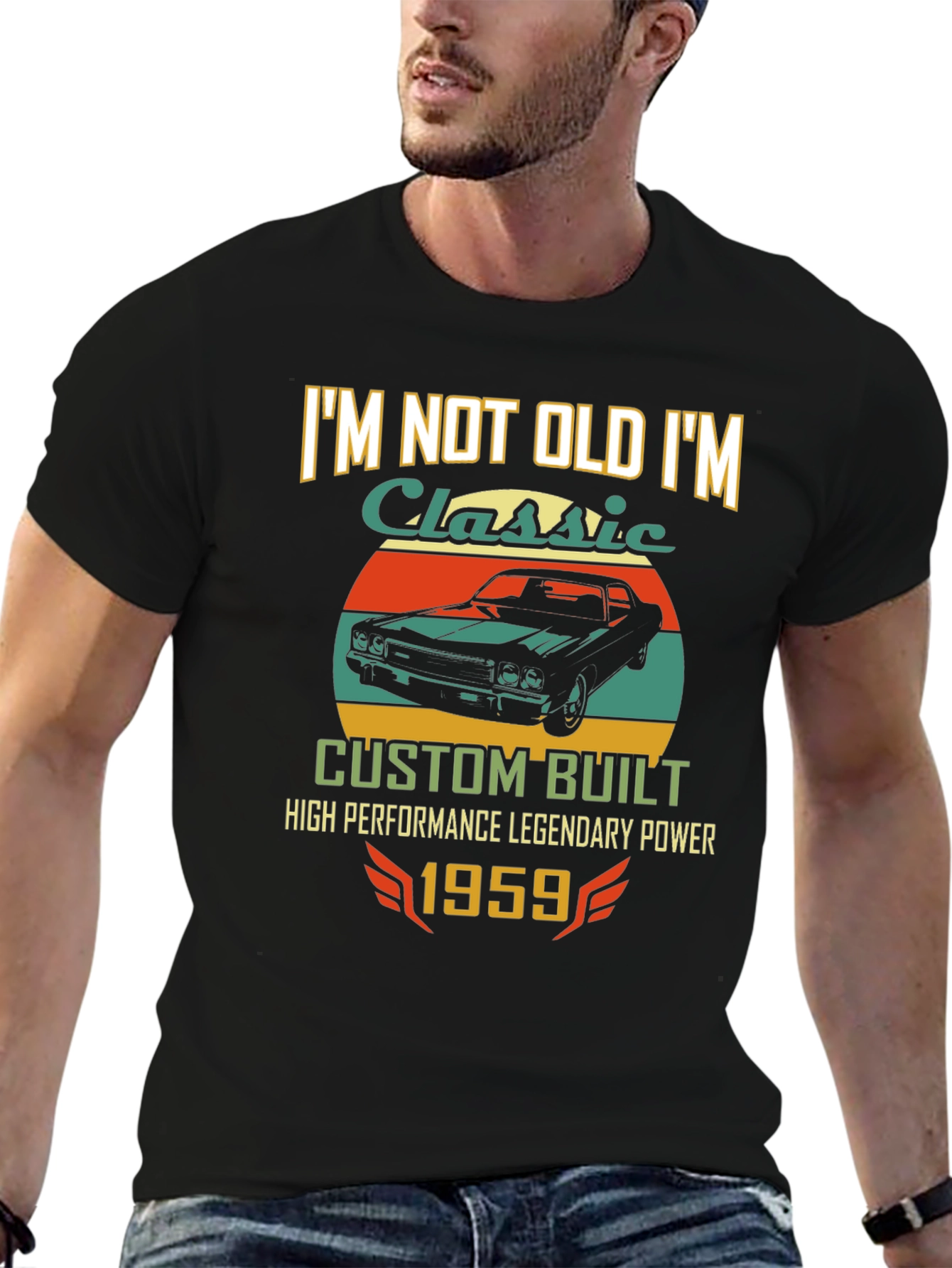 Black Classic Car 1959 T-Shirt - Custom Built view 6