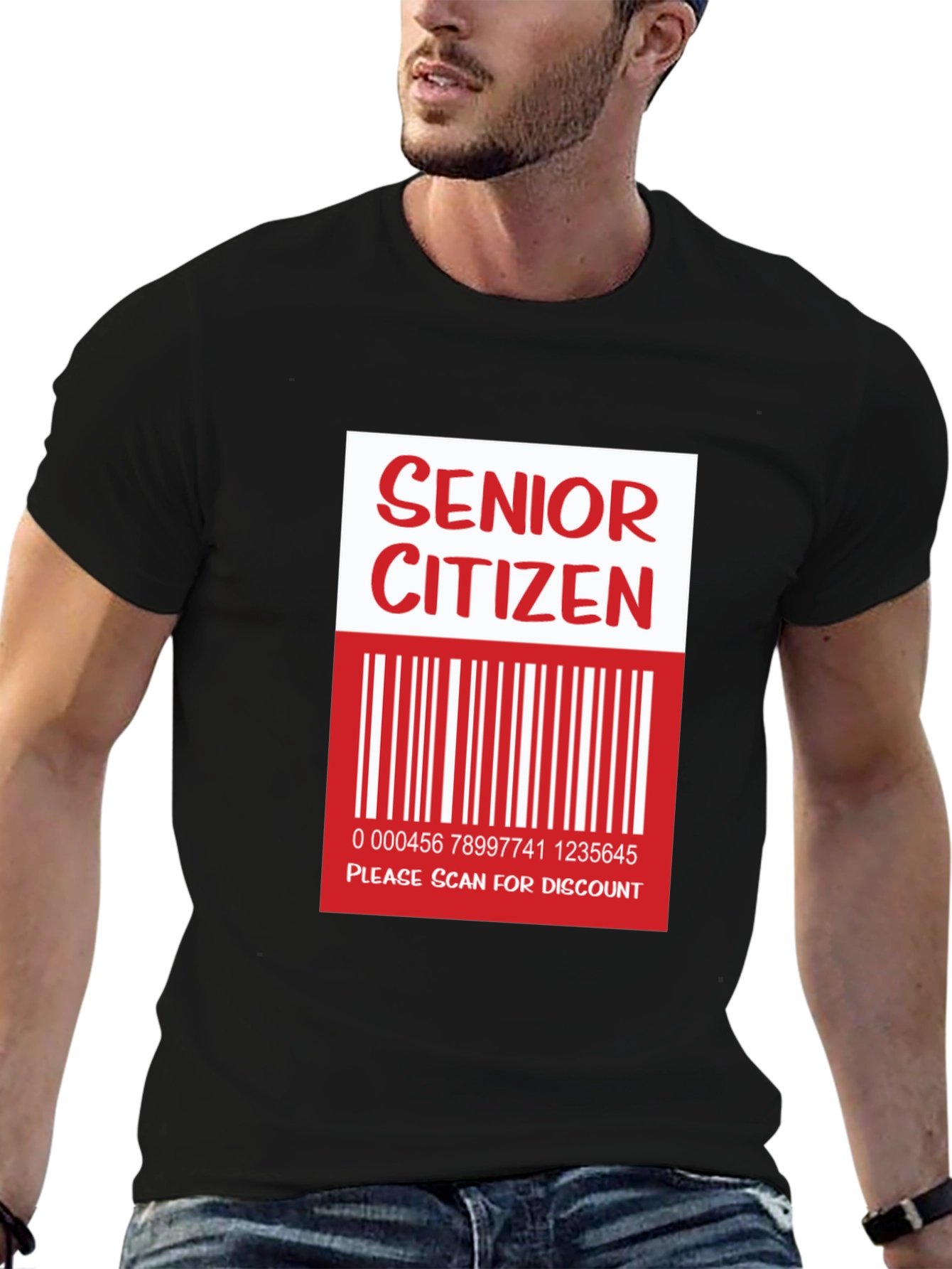 Black Senior Citizen Barcode T-Shirt - Funny Novelty Tee view 6