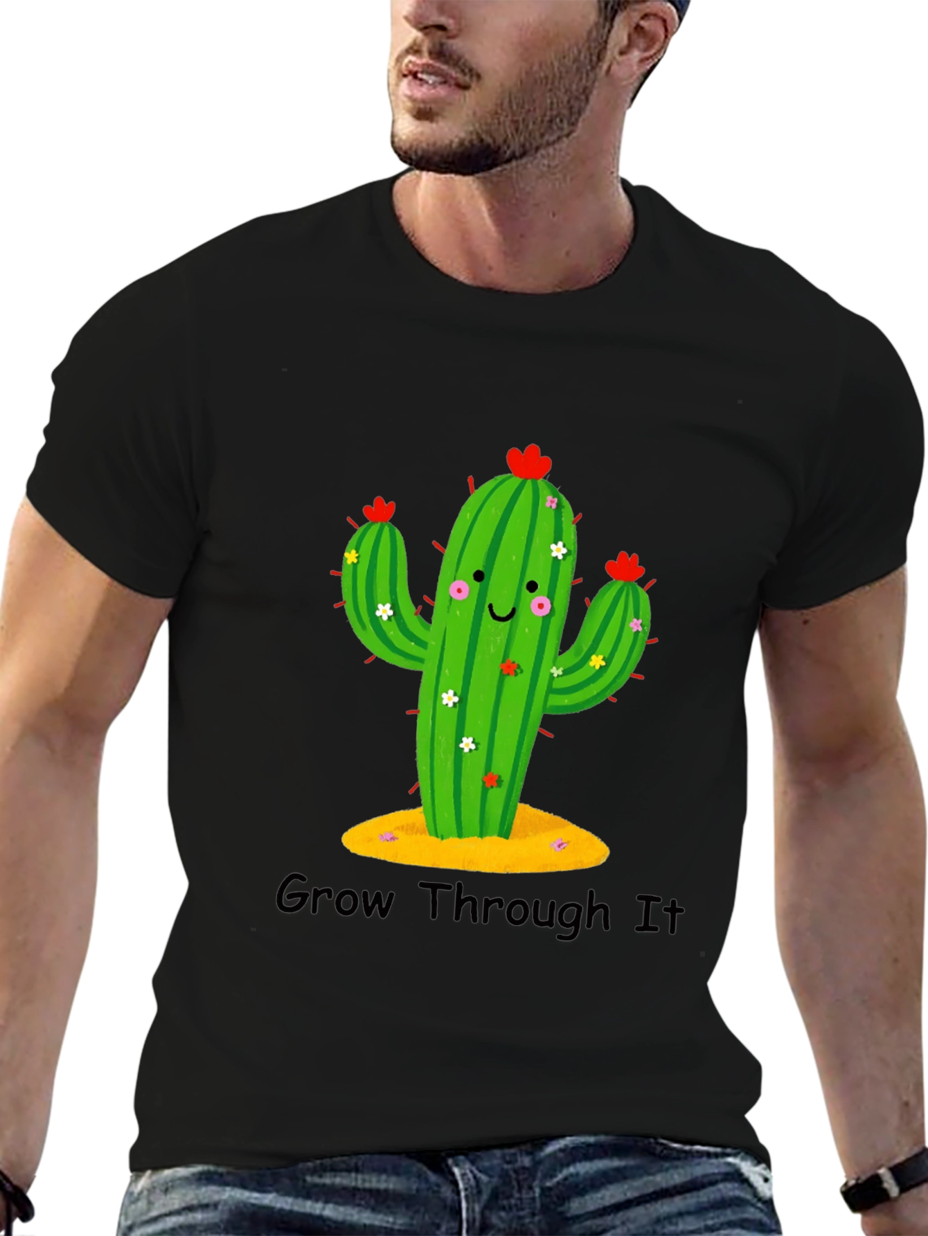 Black Cactus Graphic Tee - Grow Through It view 6