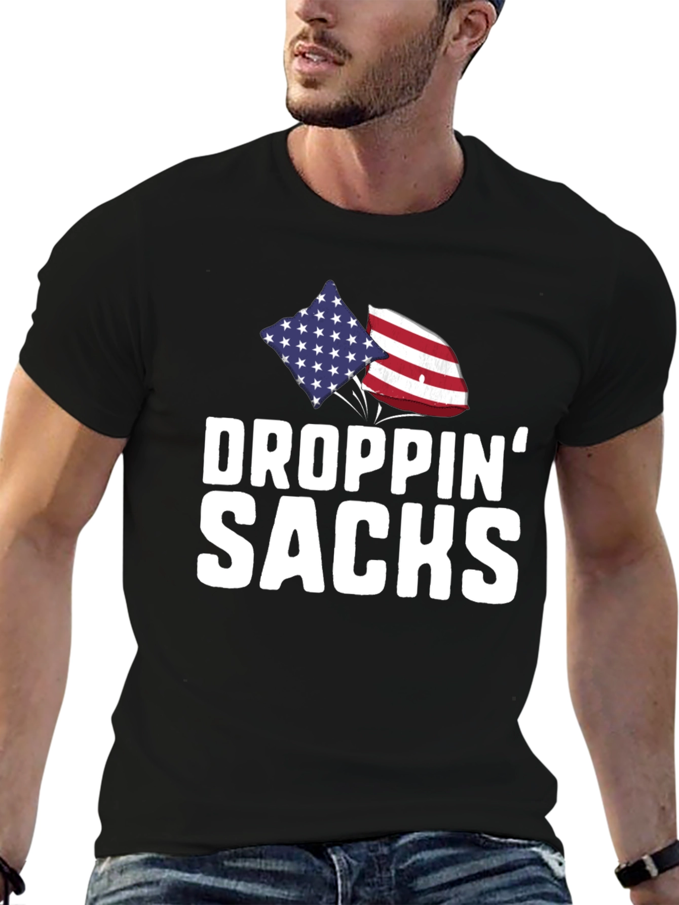 Black Droppin' Sacks Patriotic T-Shirt view 6