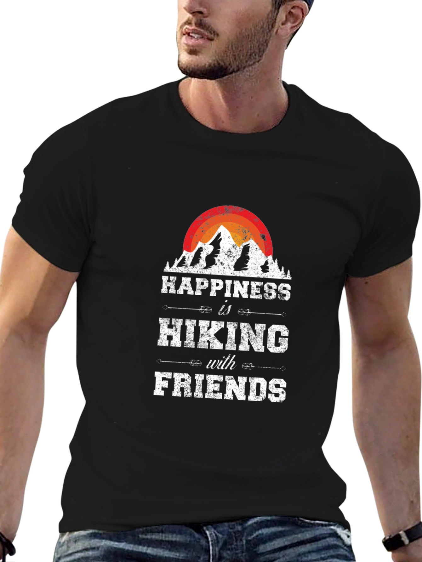 Black Happiness is Hiking with Friends Graphic Tee view 6