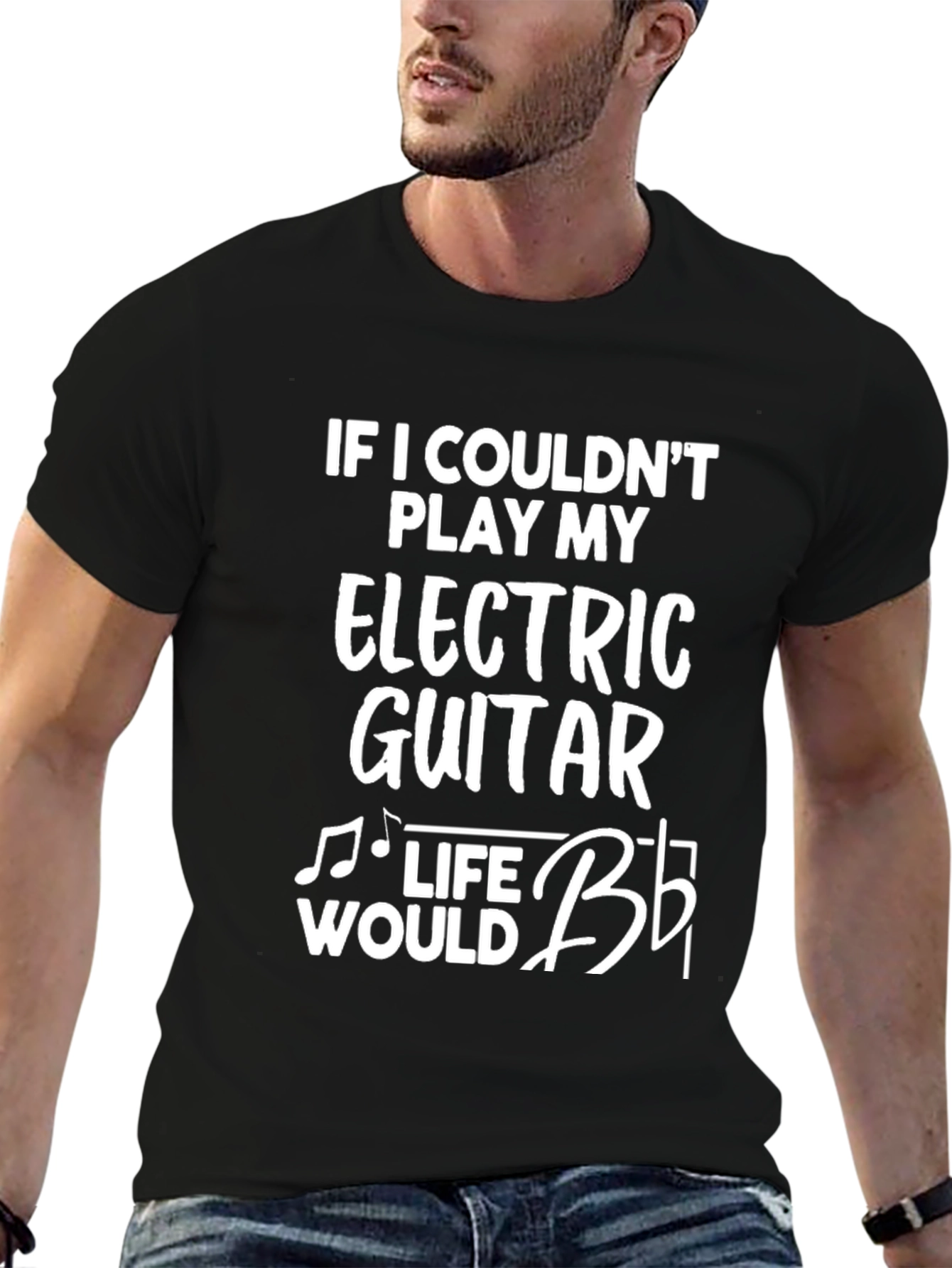 Black Electric Guitar T-Shirt - Musician's Life Humor view 6