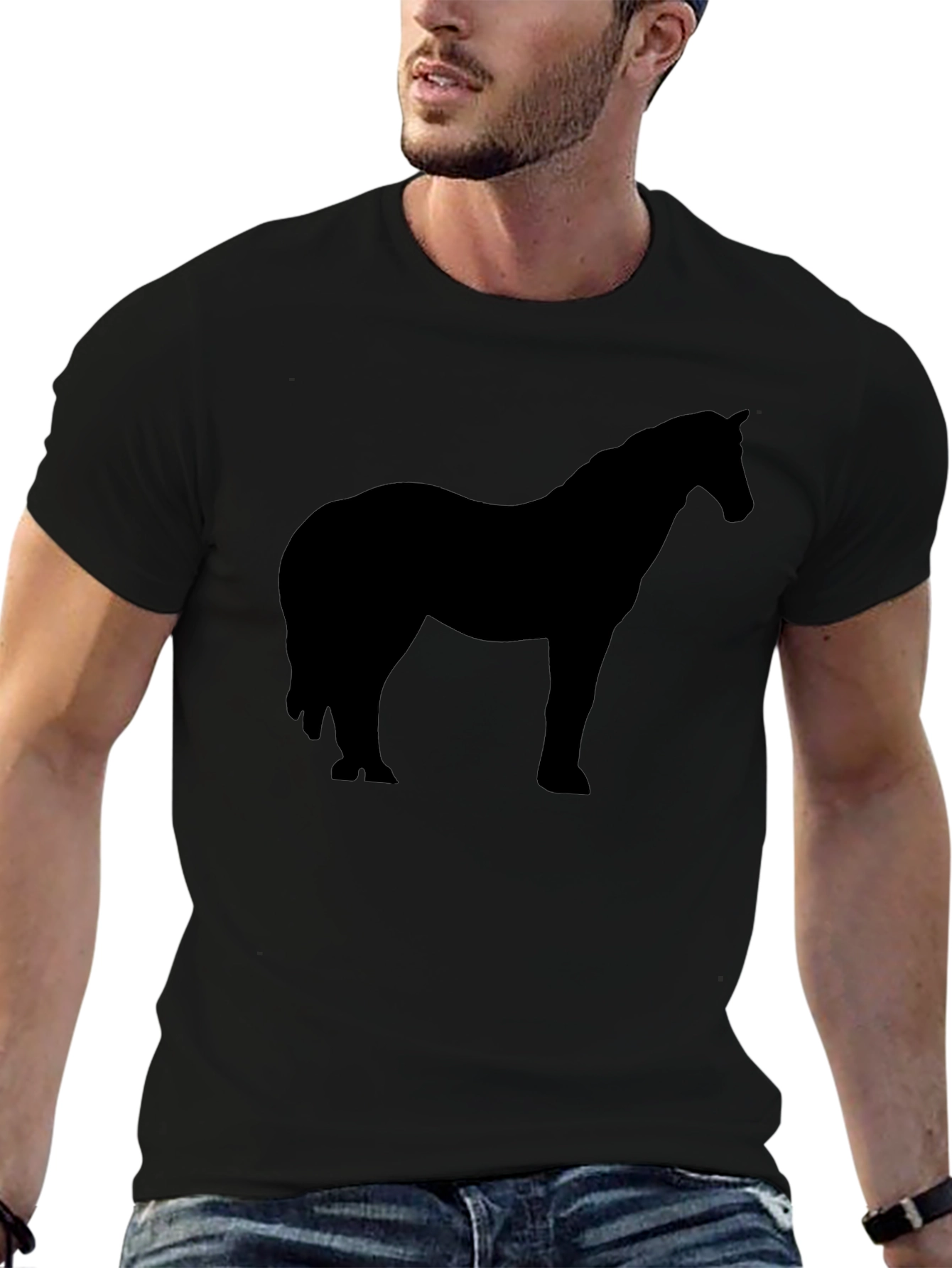 Black Black Horse Silhouette T-Shirt - Equestrian Style view 6