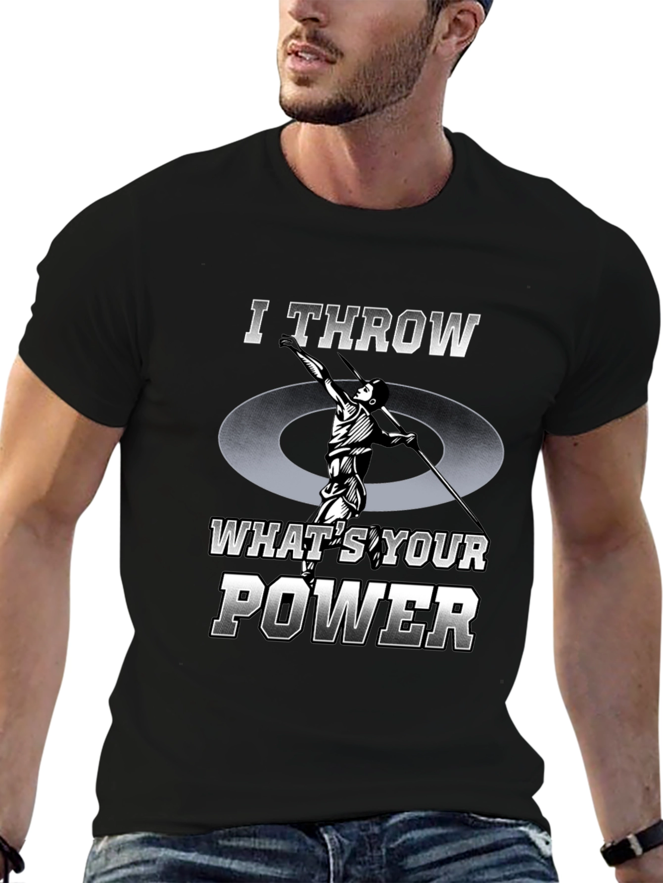 Black I Throw What's Your Power T-Shirt - Athletic Tee view 6
