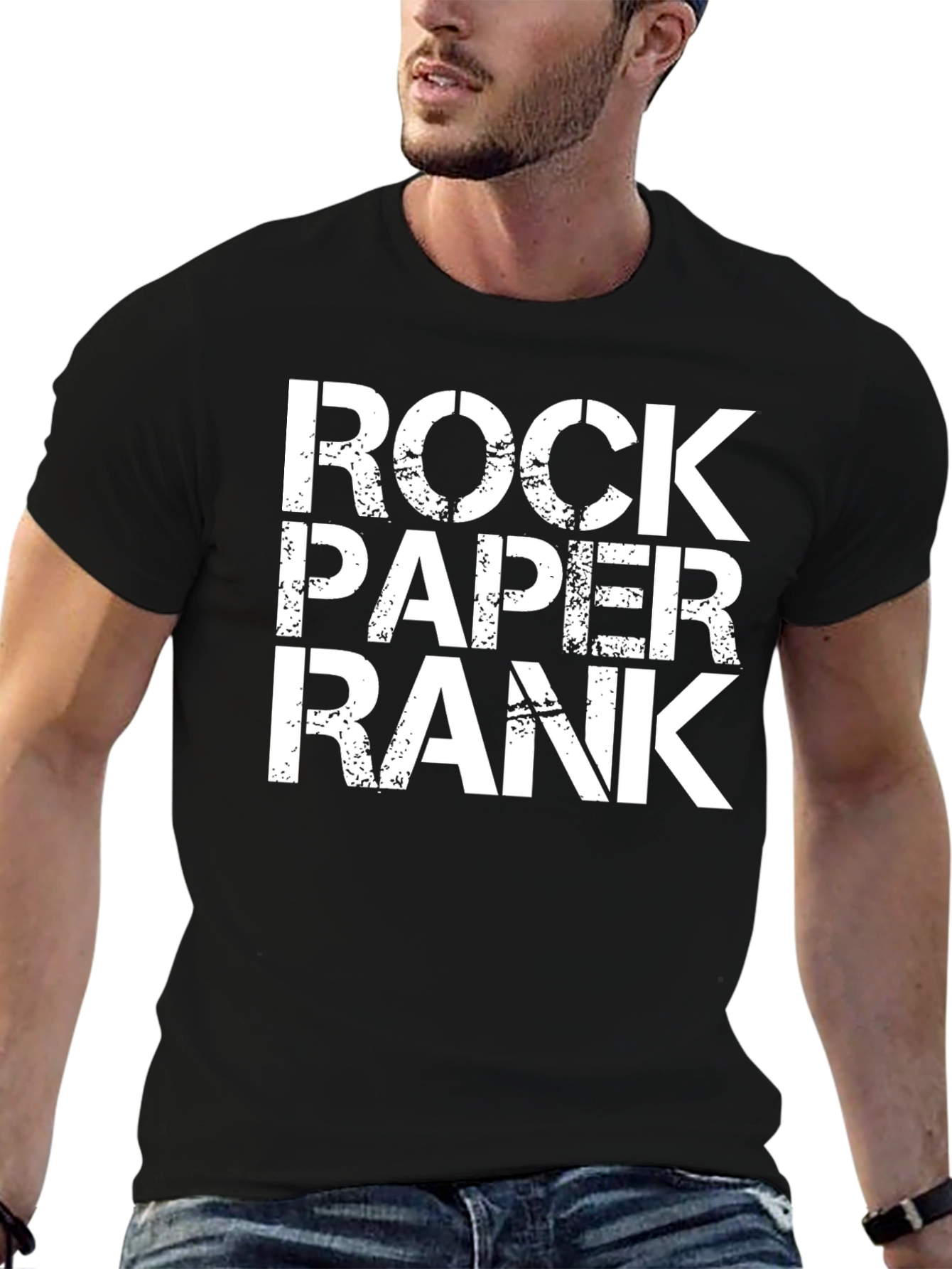 Black Rock Paper Rank Black T-Shirt view 6