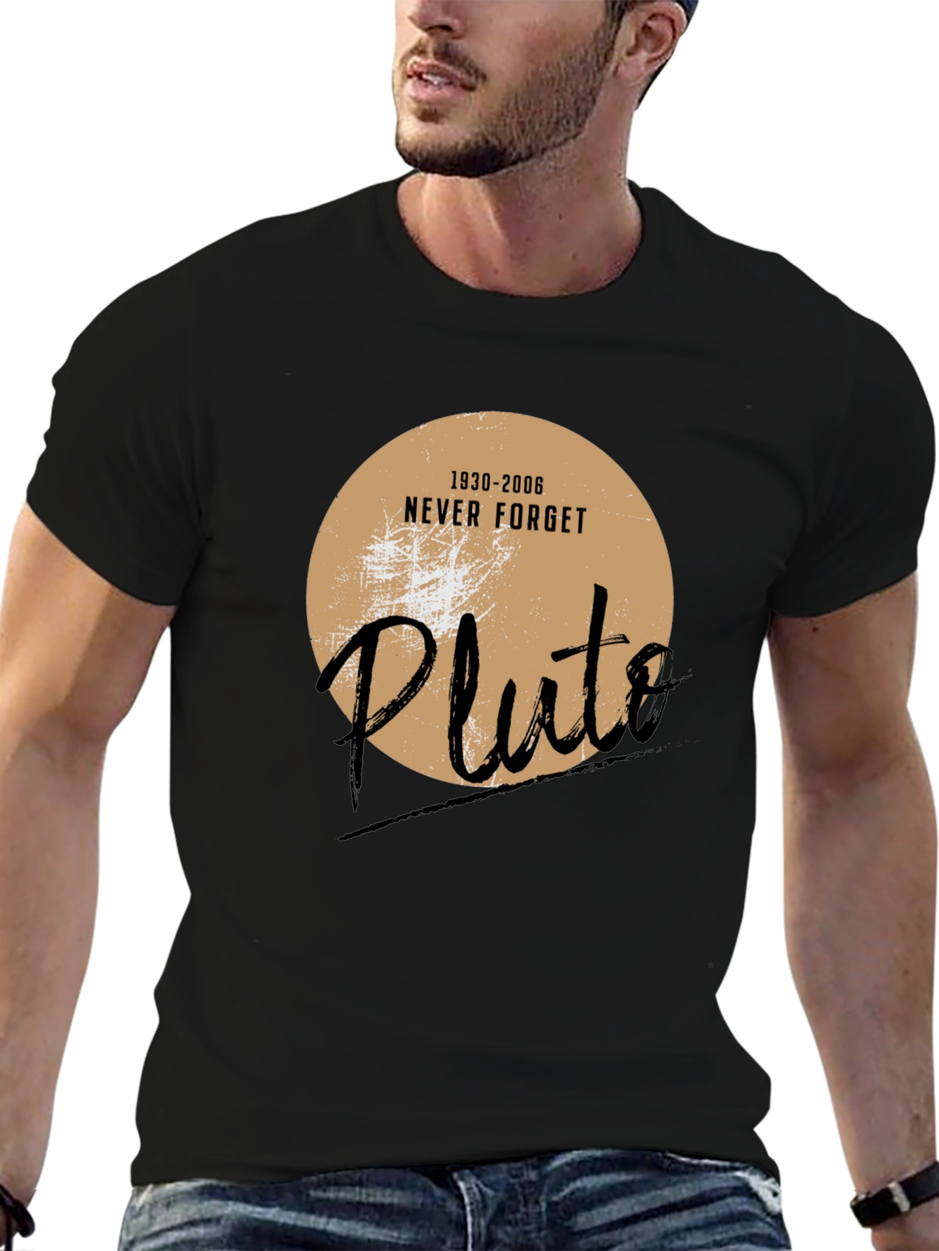 Black Never Forget Pluto Graphic T-Shirt view 6