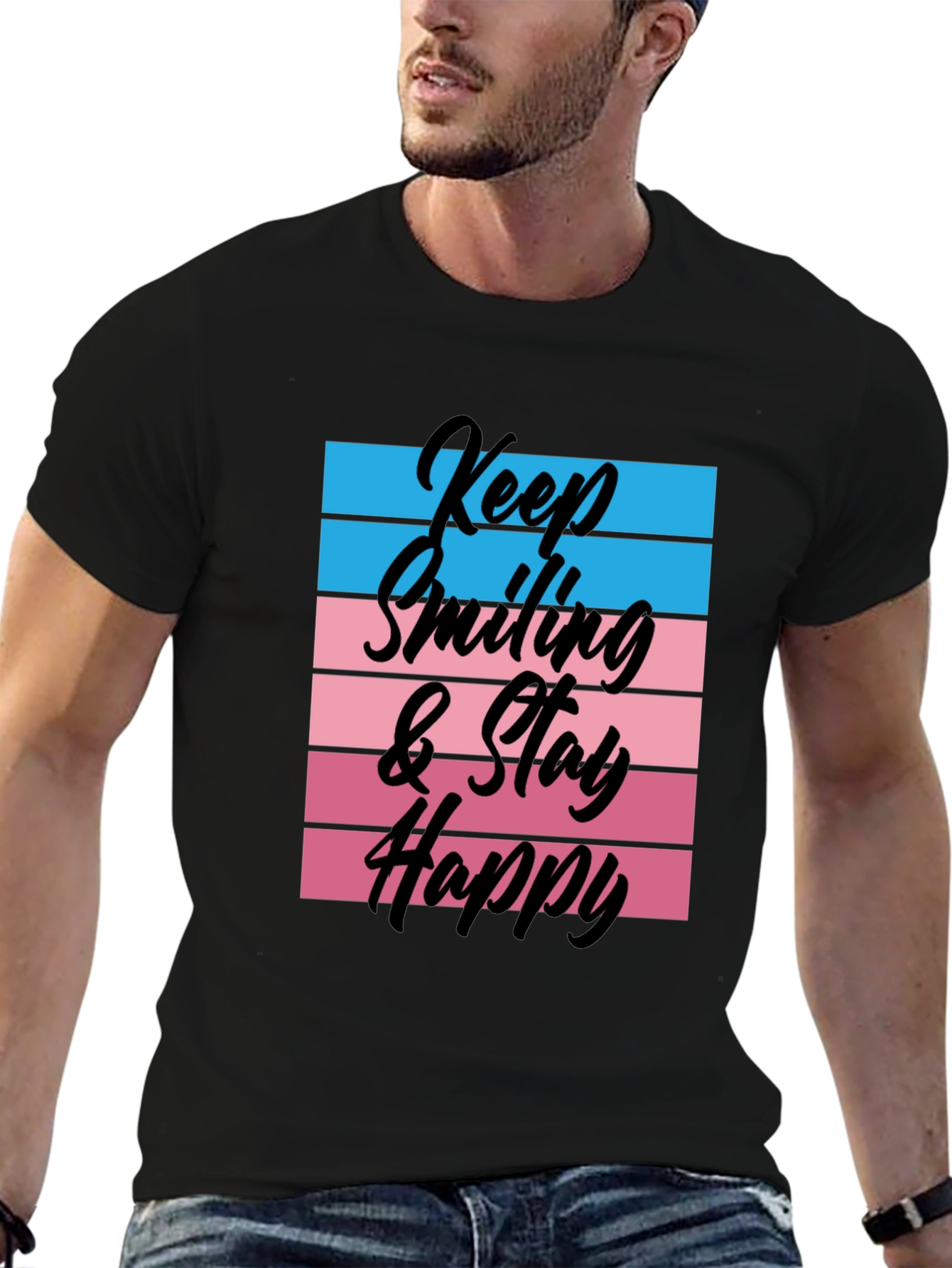 Black Keep Smiling Graphic T-Shirt - Unisex view 6