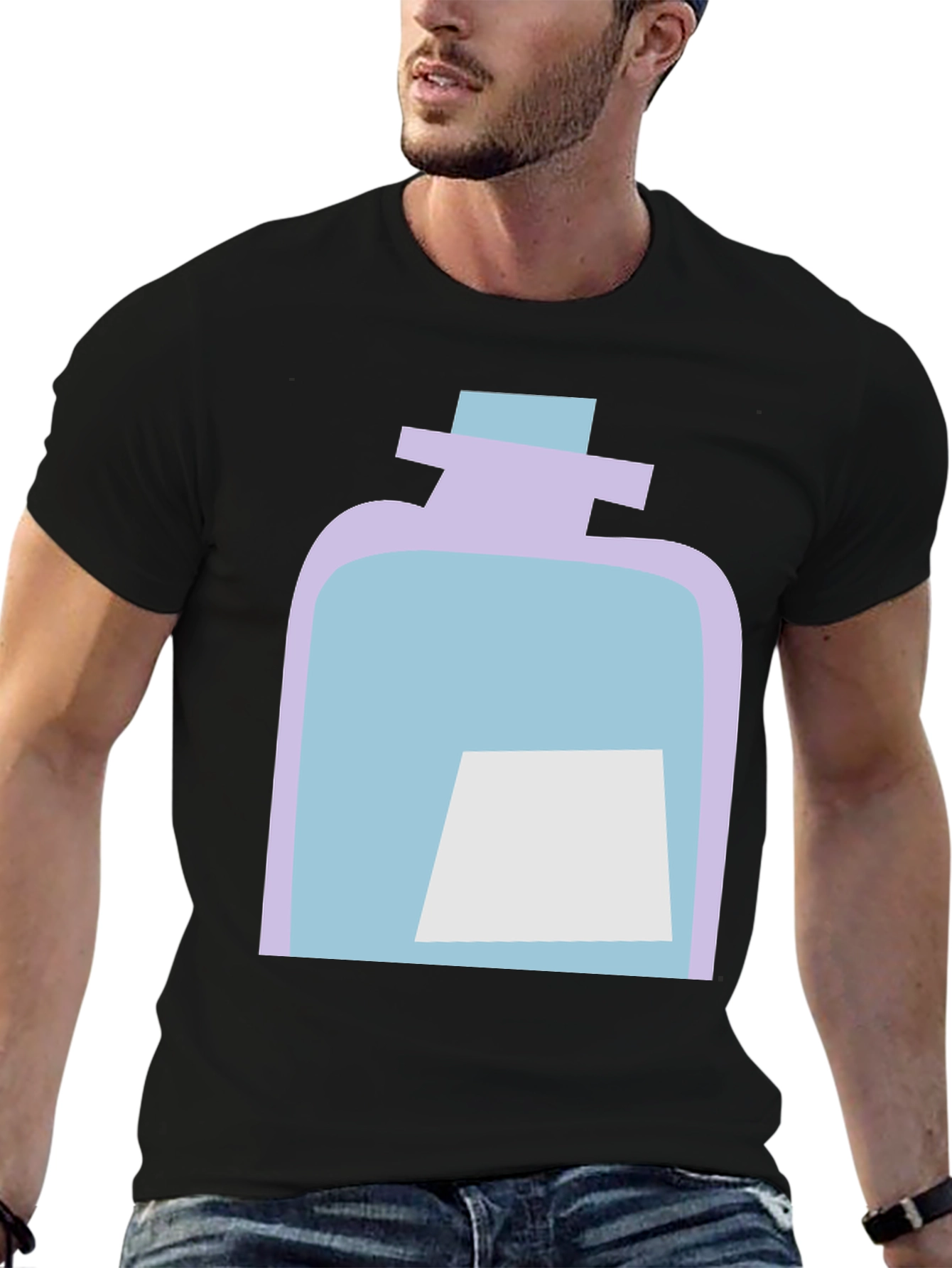 Black Potion Bottle Graphic Tee - Casual Black T-Shirt view 6