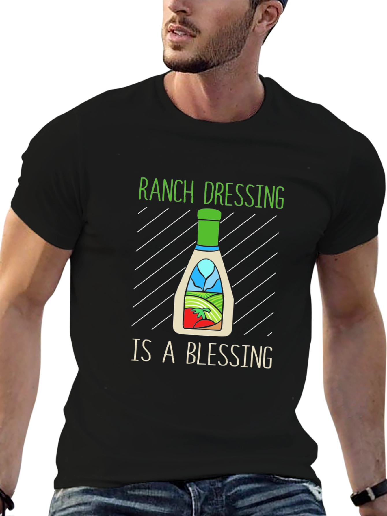Black Ranch Dressing is a Blessing Graphic Tee - Black Cotton T-Shirt view 6