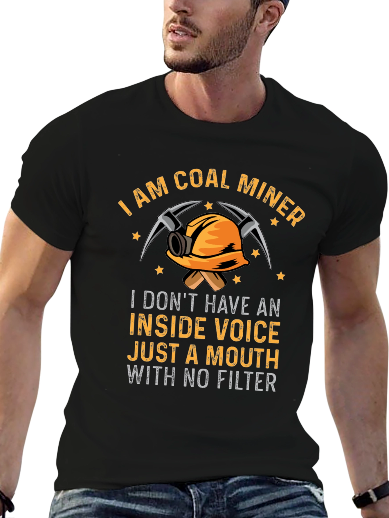 Black Coal Miner T-Shirt - Inside Voice, No Filter view 6