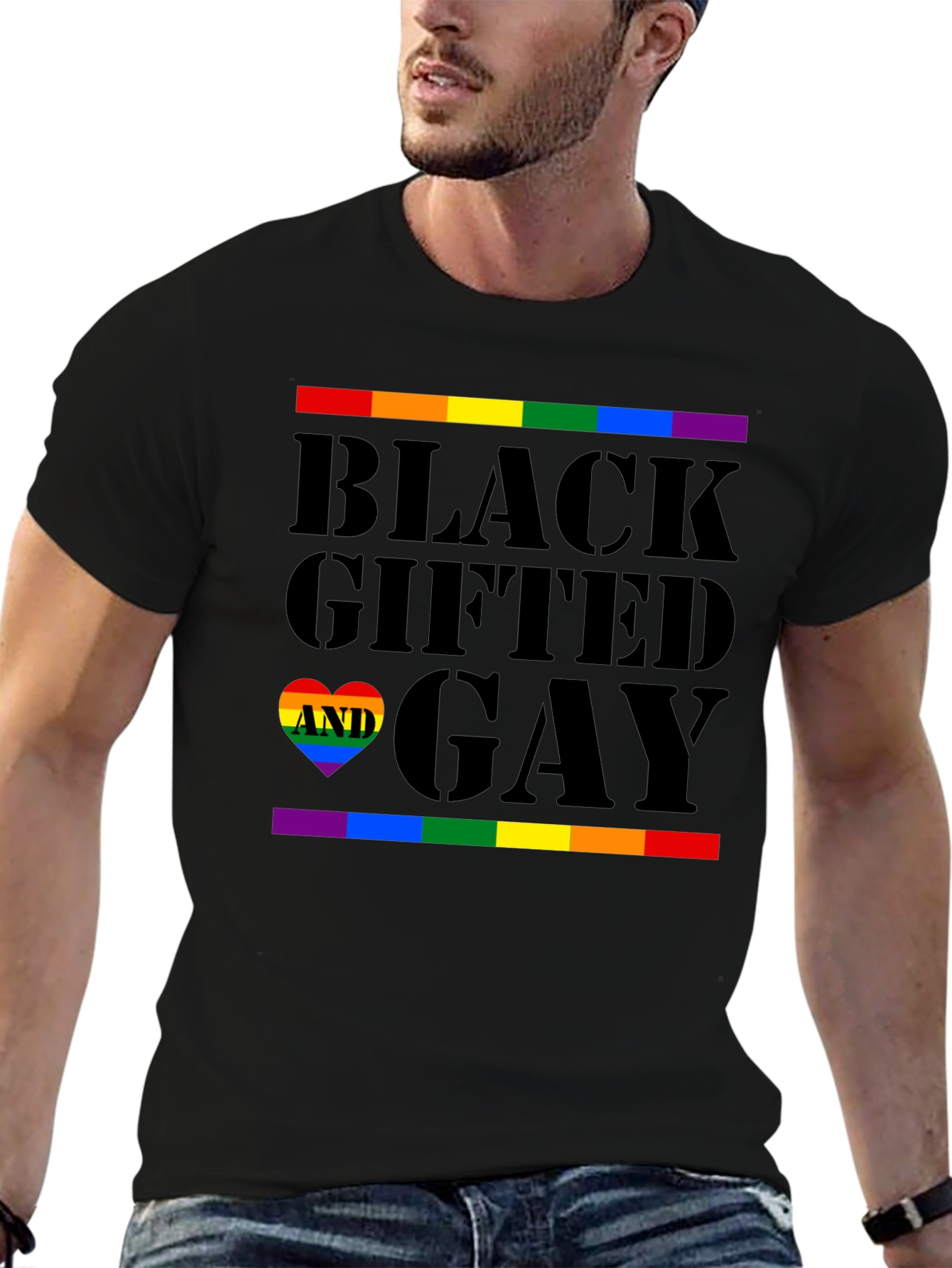 Black Black Gifted and Gay Pride T-Shirt view 6