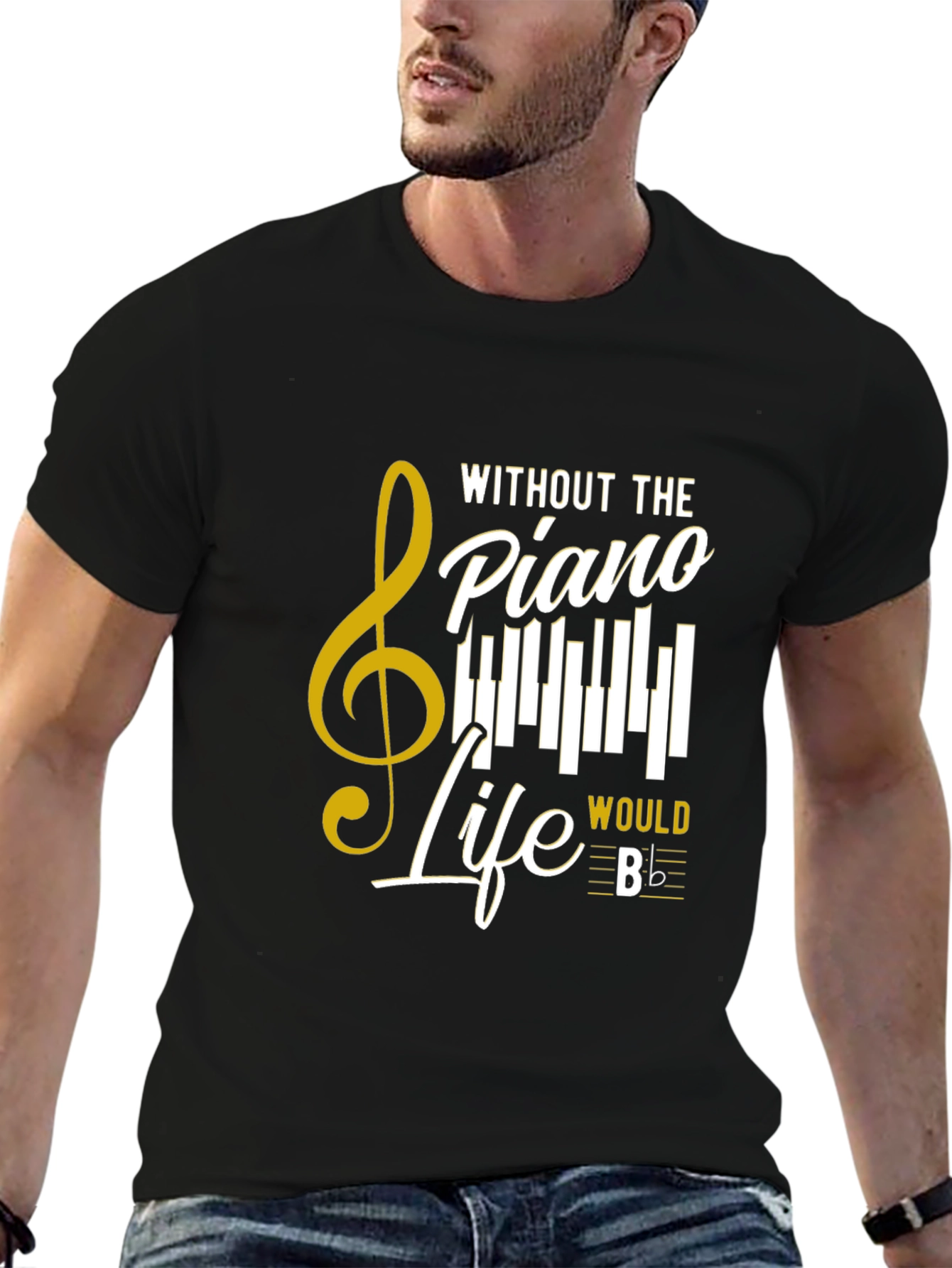 Black Piano Life T-Shirt - Music Lover Tee view 6
