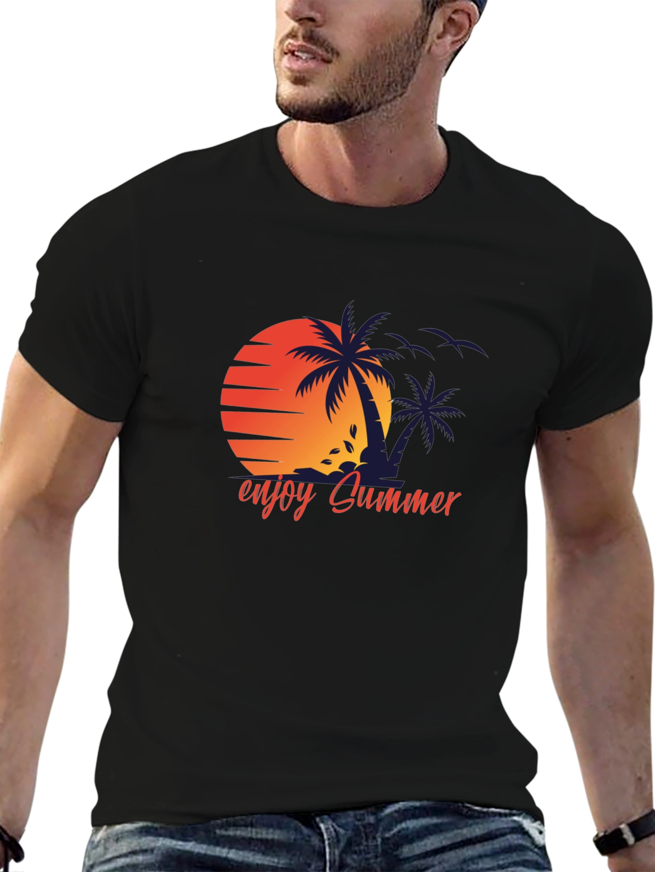 Enjoy Summer Black T-Shirt - 6