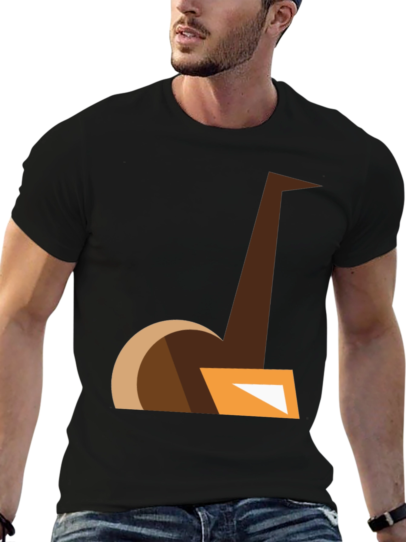 Black Abstract Ostrich Graphic Tee - Modern Casual Style view 6