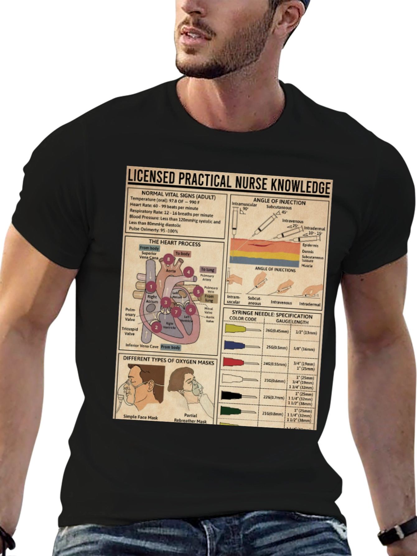 Black Nurse Knowledge Graphic T-Shirt view 6