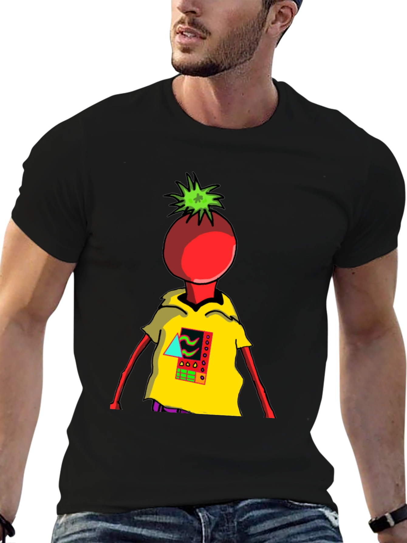 Black Tomato Head Graphic Tee - Unique & Stylish view 6
