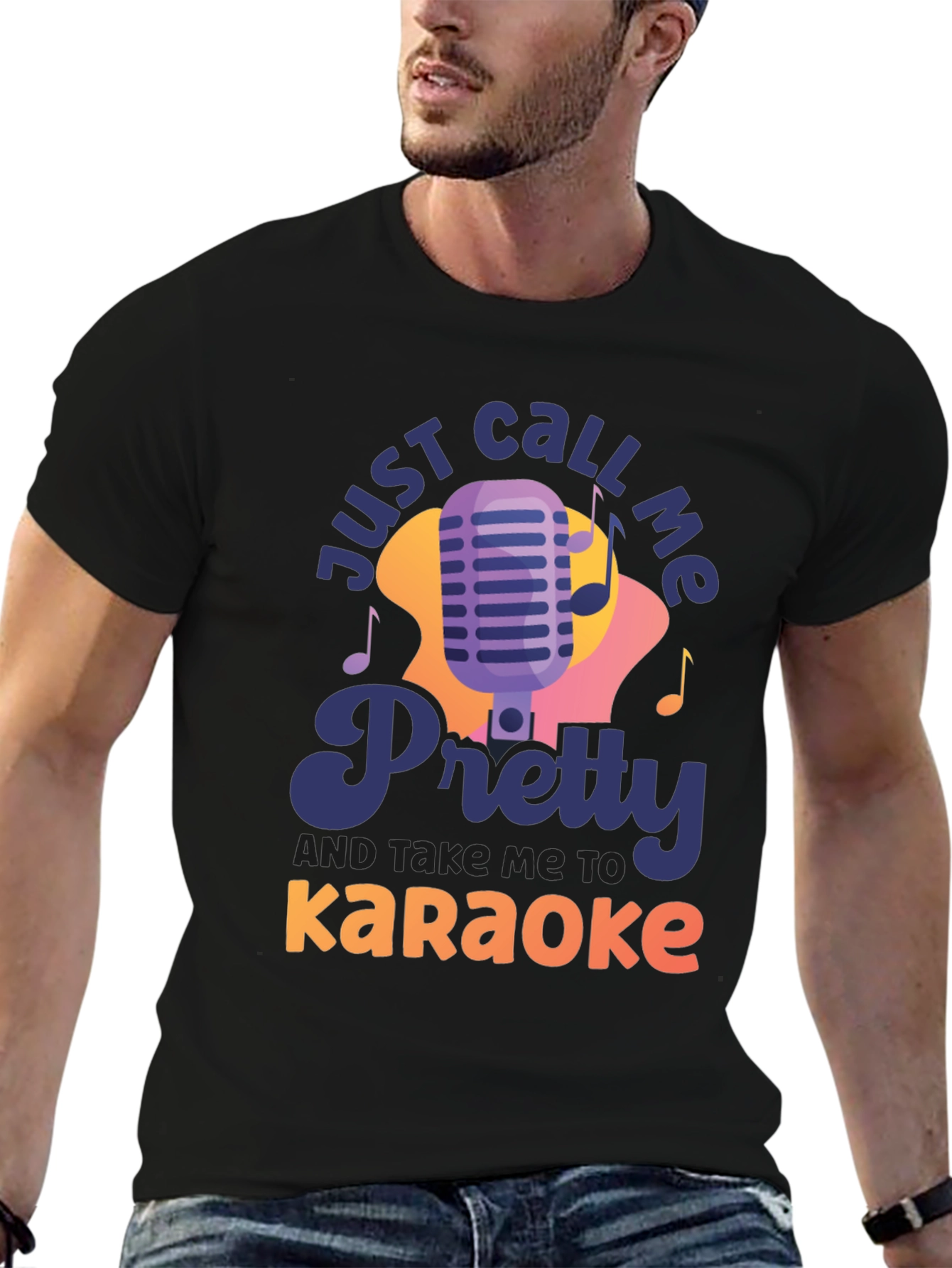 Black Just Call Me Pretty Karaoke T-Shirt view 6
