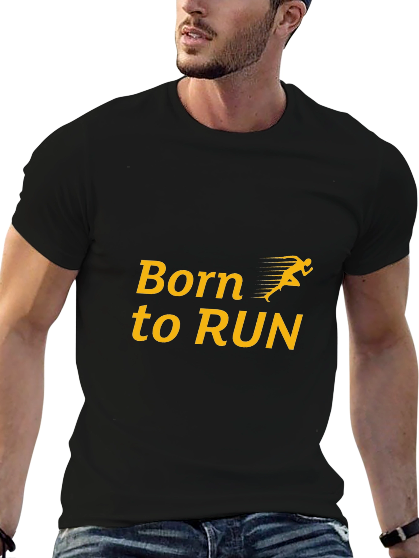 Black Born to Run T-Shirt - Black Graphic Tee for Runners view 6