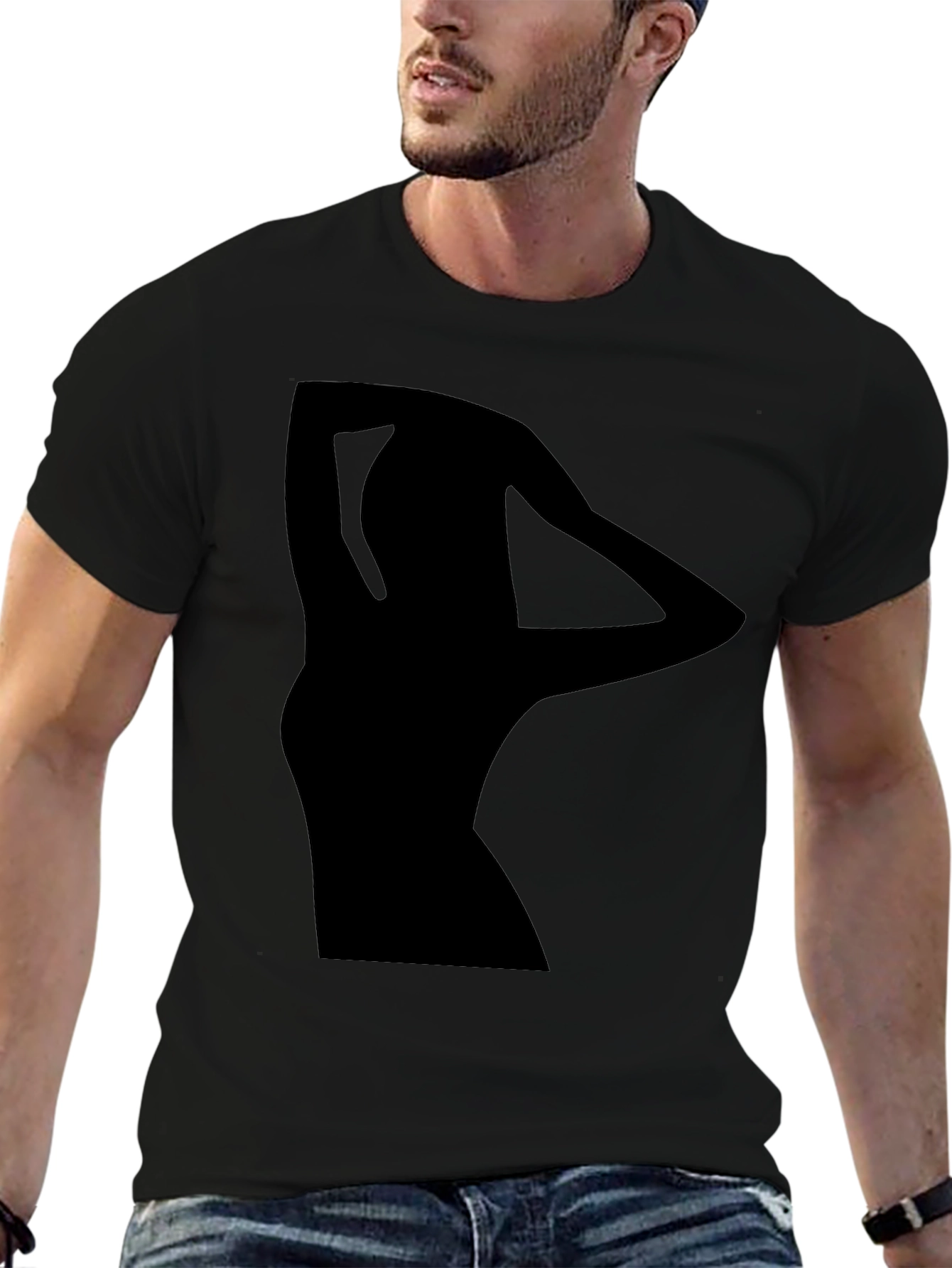 Black Silhouette Graphic Black T-Shirt view 6