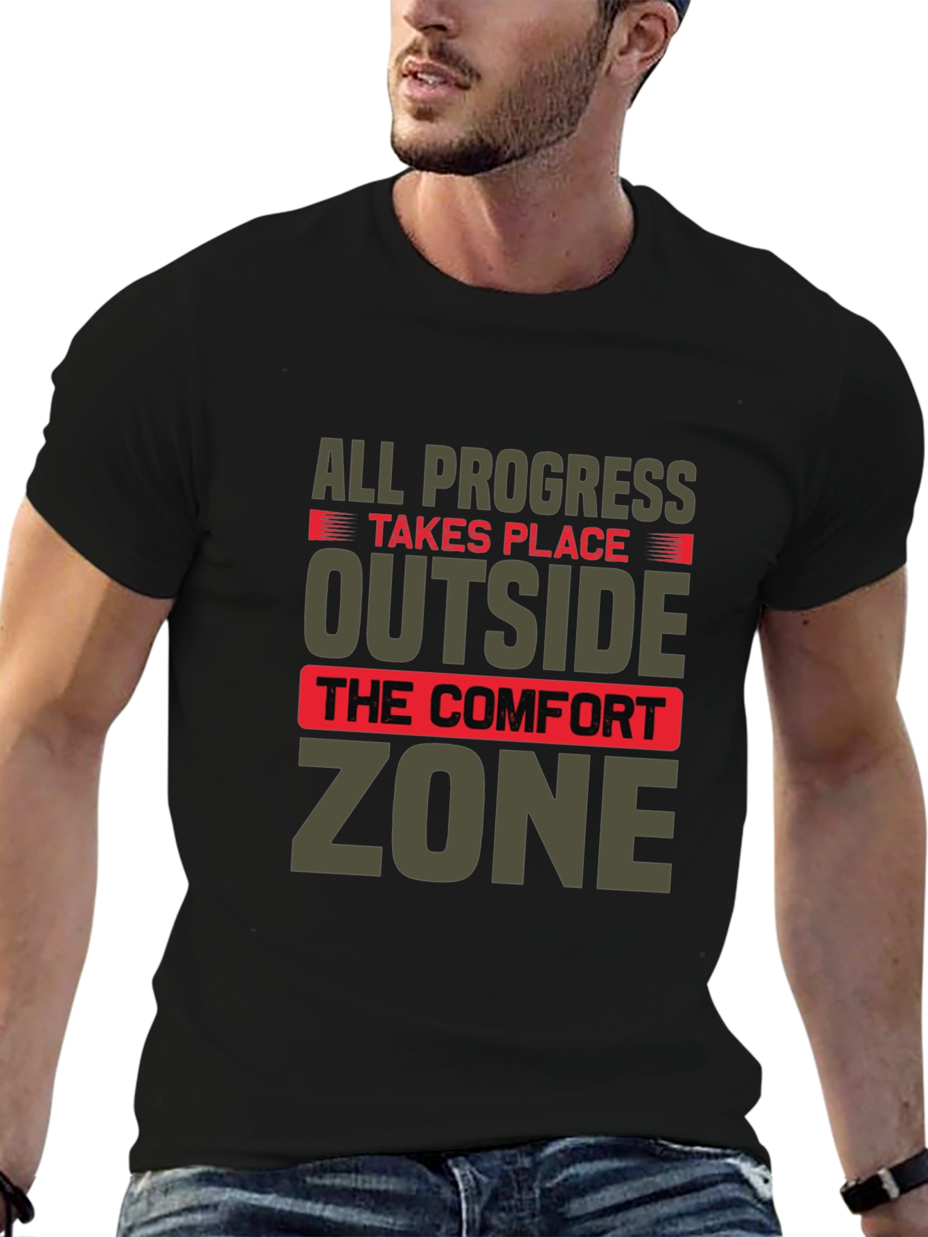 Black Progress Outside Comfort Zone Graphic T-Shirt view 6