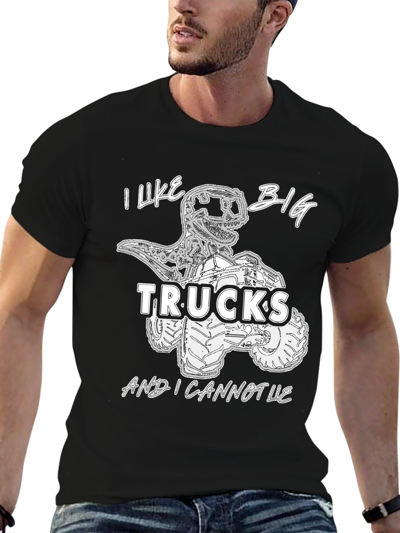 Black Dino Truck T-Shirt - I Like Big Trucks view 6