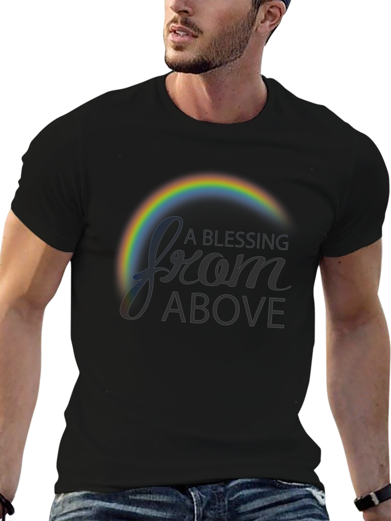 Black A Blessing From Above Rainbow Graphic T-Shirt view 6