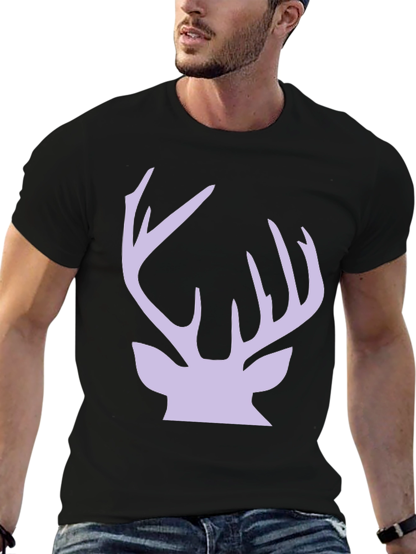 Deer Antler Graphic Tee - Stylish Black Cotton T-Shirt - 6