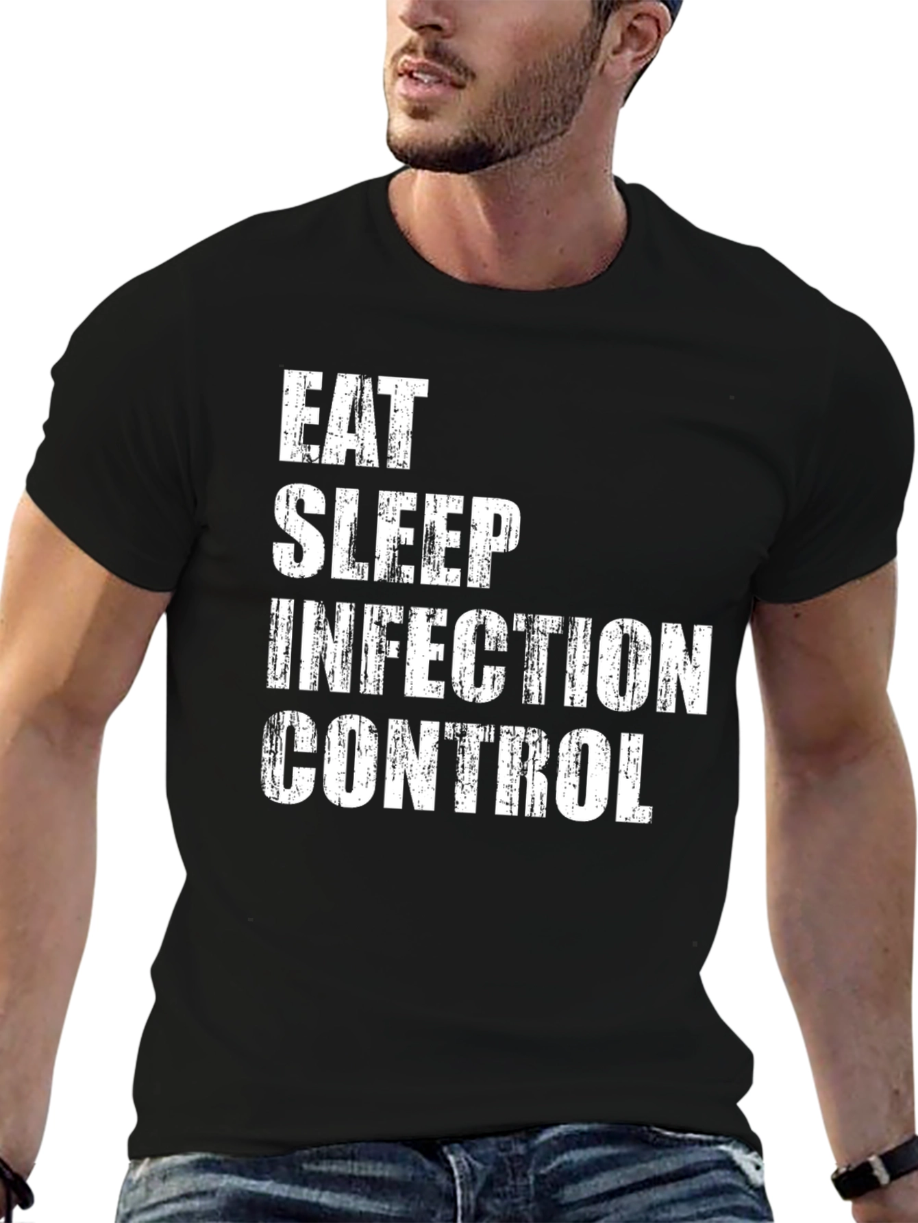 Black Eat Sleep Infection Control Graphic Tee view 6