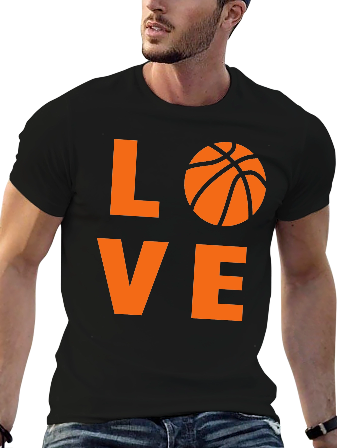 Black Love Basketball Graphic Tee - Black Cotton Shirt view 6