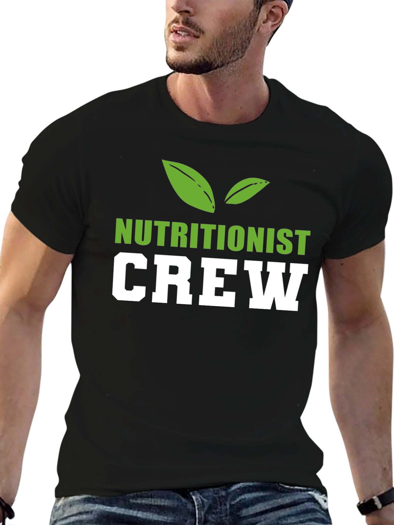Black Nutritionist Crew T-Shirt, Black, Cotton Blend view 6