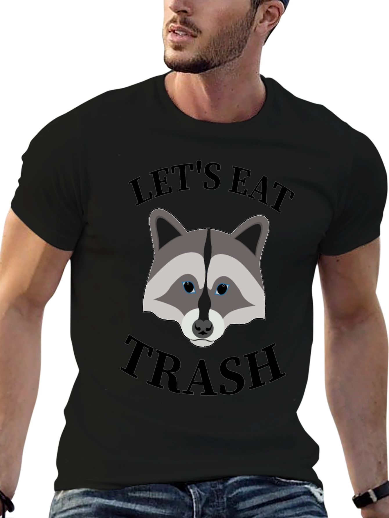 Black Let's Eat Trash Raccoon Graphic T-Shirt view 6