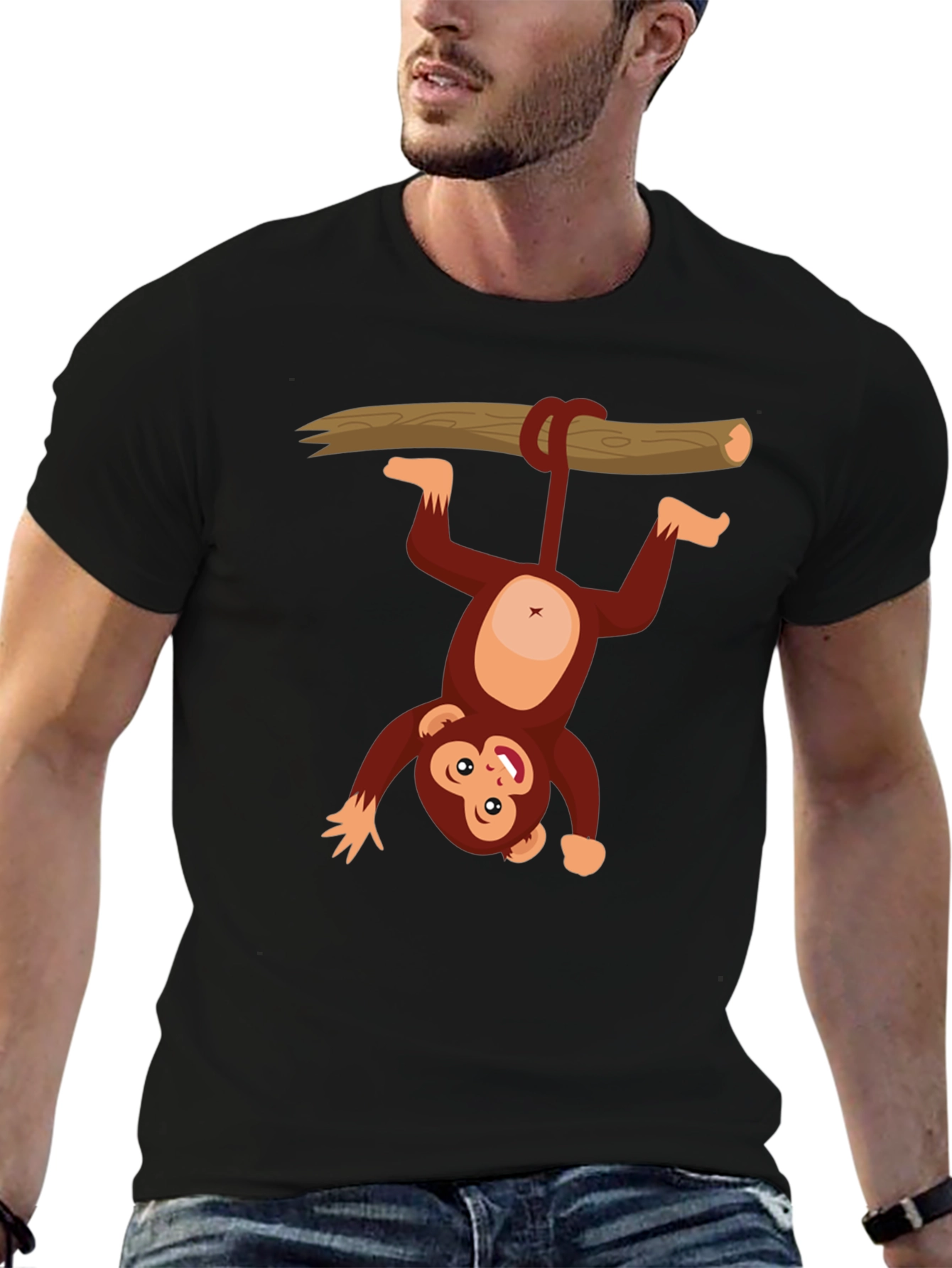 Black Monkeying Around T-Shirt - Fun Graphic Tee for Casual Wear view 6