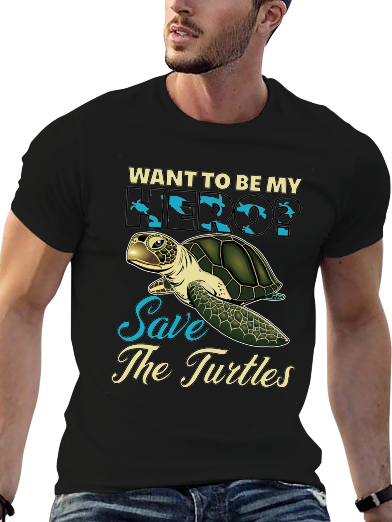 Black Save the Turtles Graphic Tee view 6