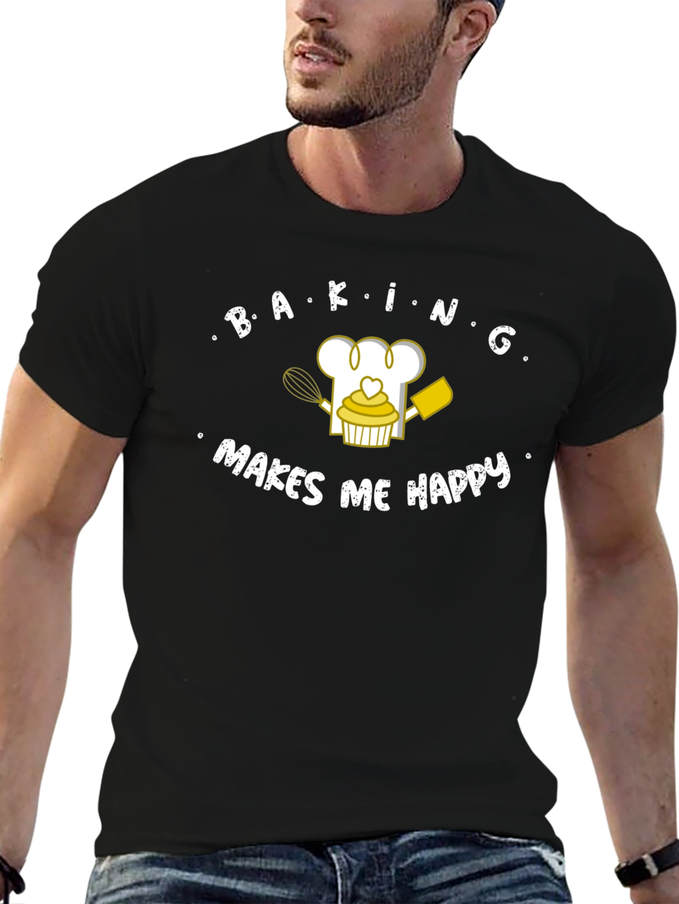 Black Baking Makes Me Happy T-Shirt view 6