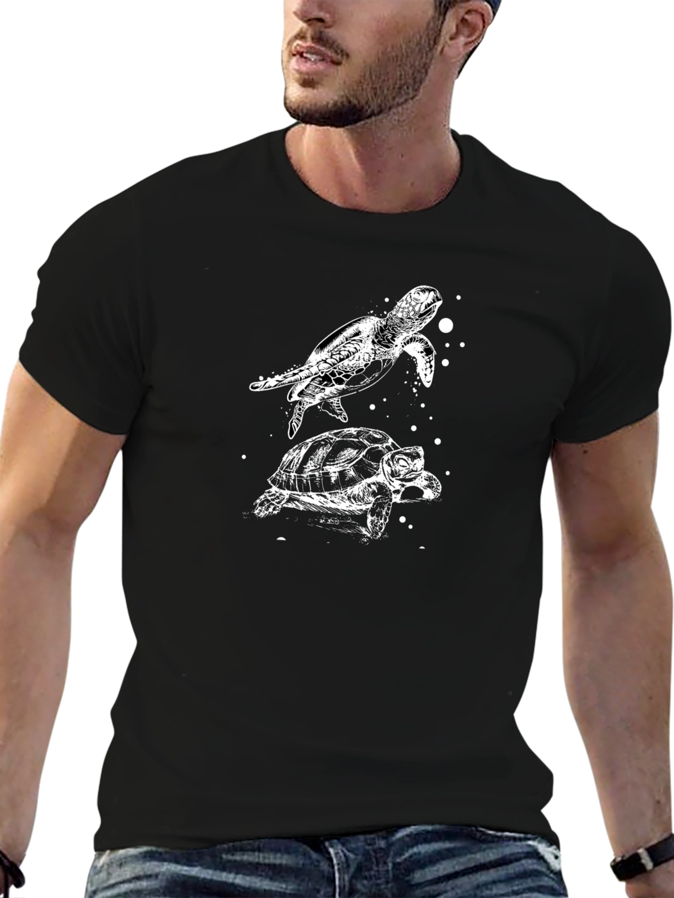 Black Turtle Graphic Print Black T-Shirt view 6