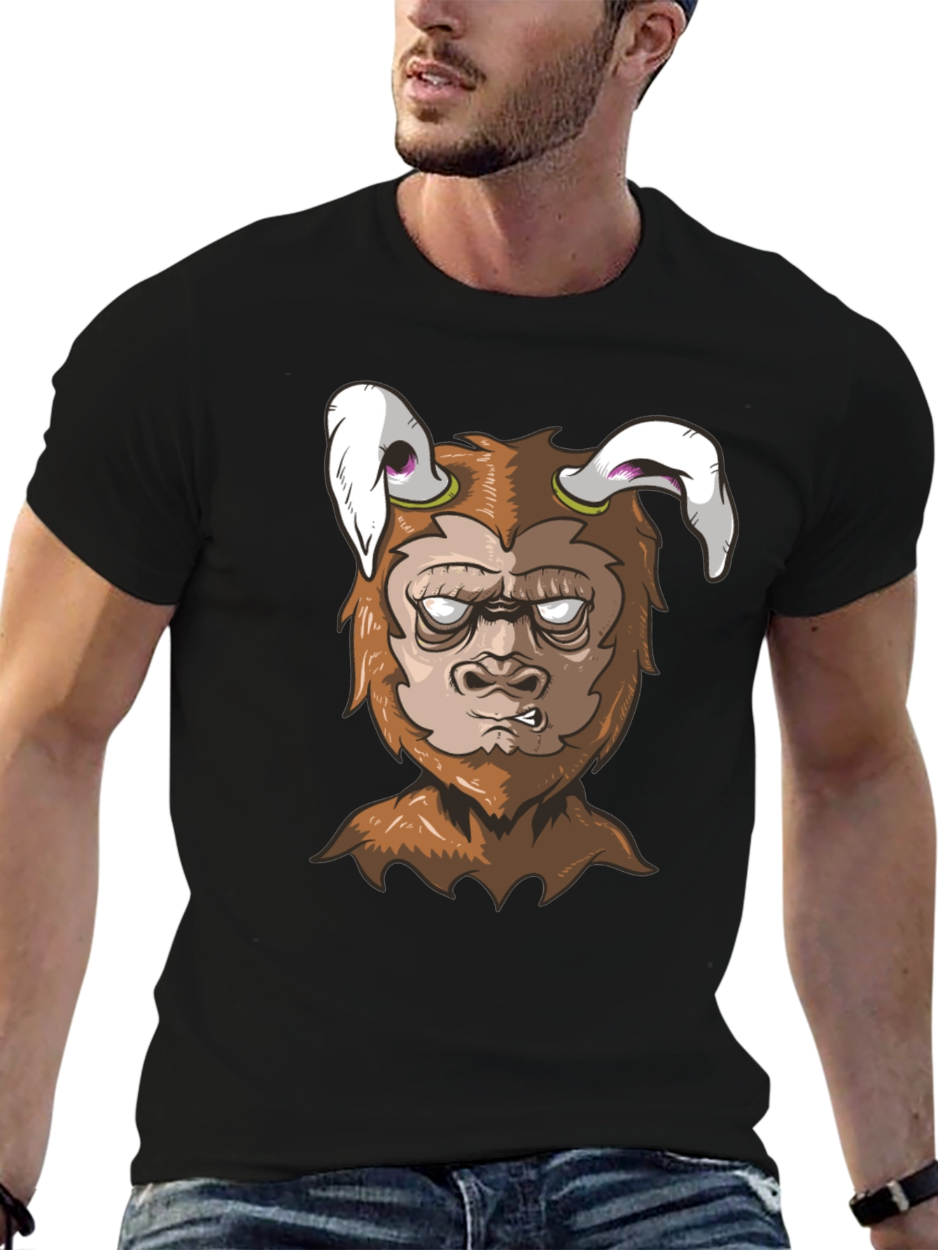 Black Cartoon Monster Graphic Tee - Black view 6