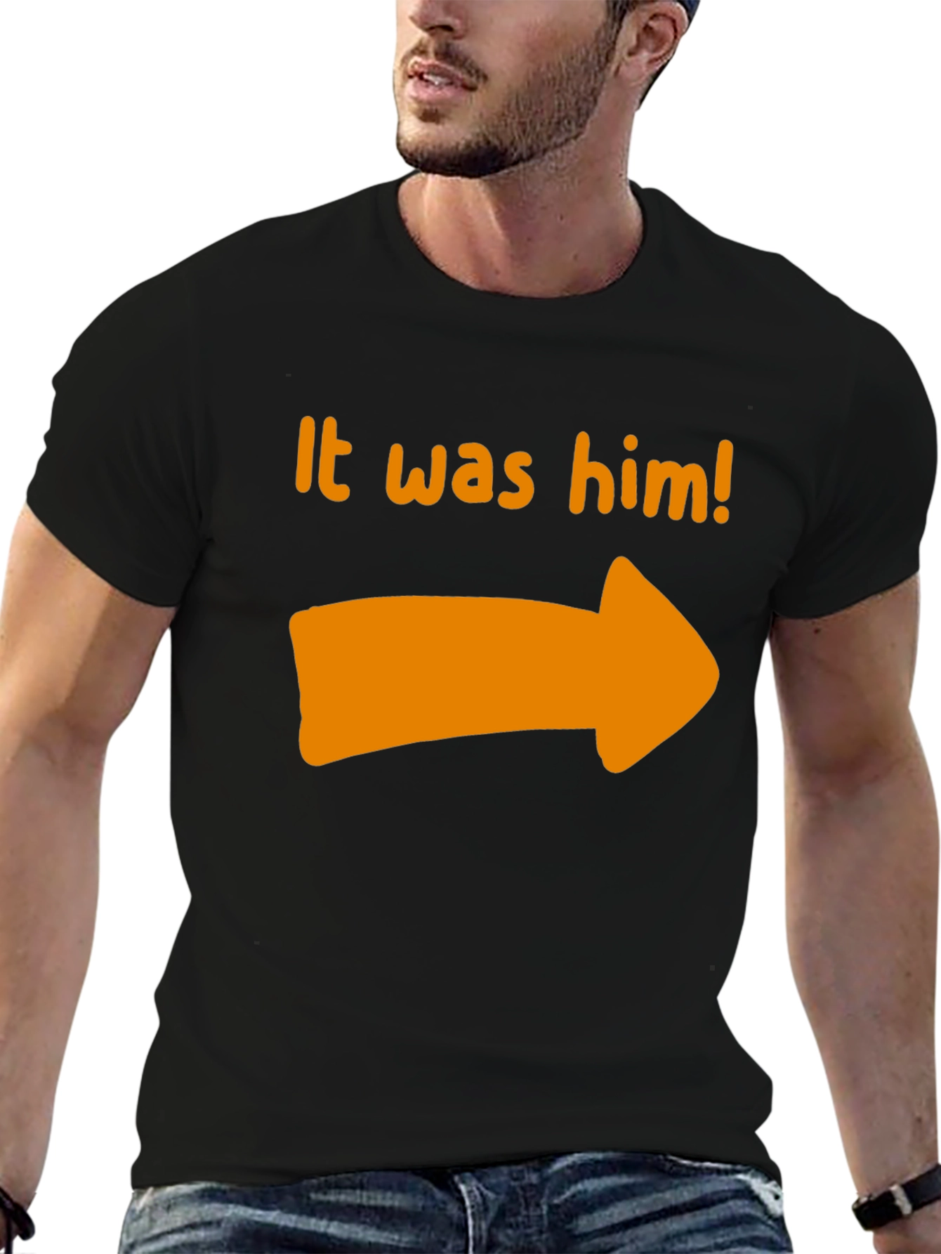 Black It Was Him T-Shirt - Novelty Pointing Tee view 6