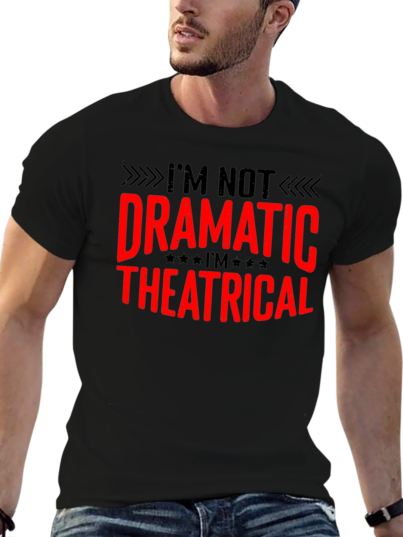 Black Dramatic Theatrical Funny Novelty T-Shirt view 6