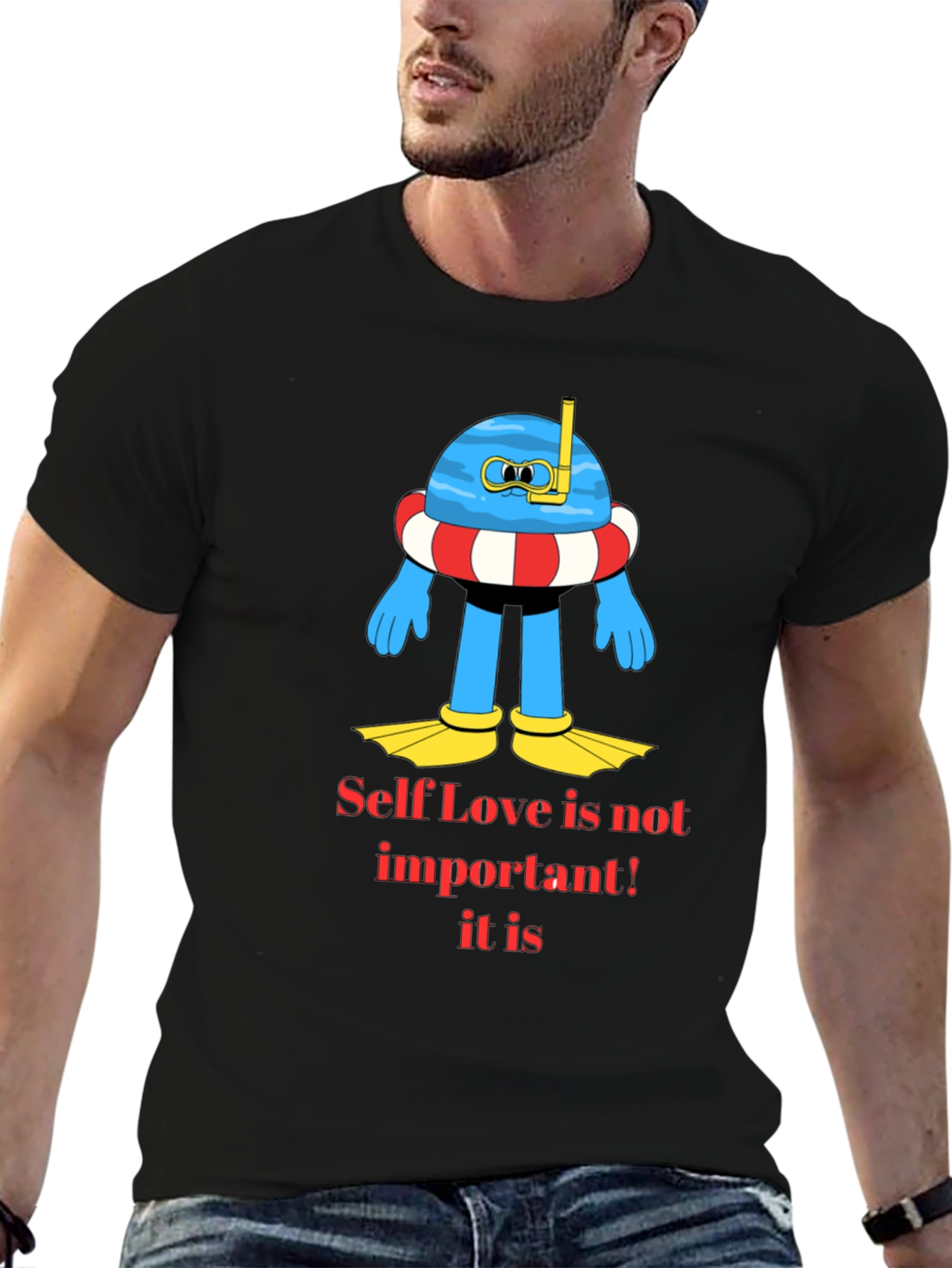 Black Humorous Graphic Tee - Self Love is Important view 6