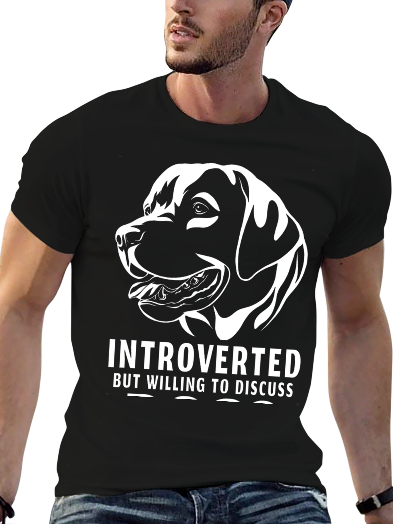 Black Introverted Dog T-Shirt - Black view 6