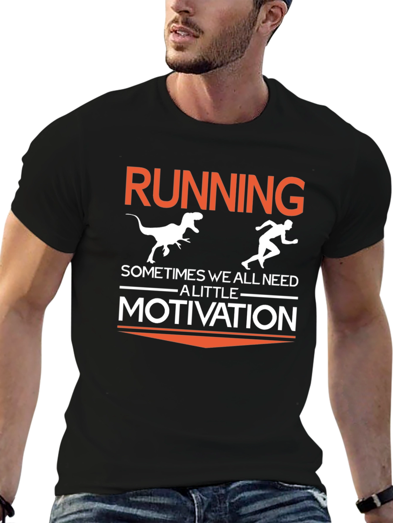 Black Running Motivation Graphic T-Shirt view 6