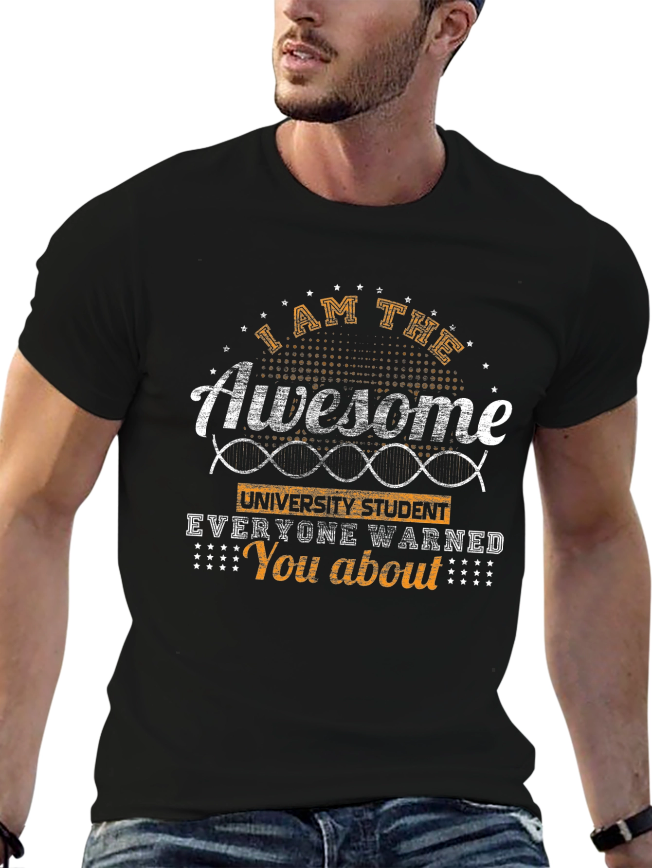 Black Awesome University Student Black Graphic Tee view 6