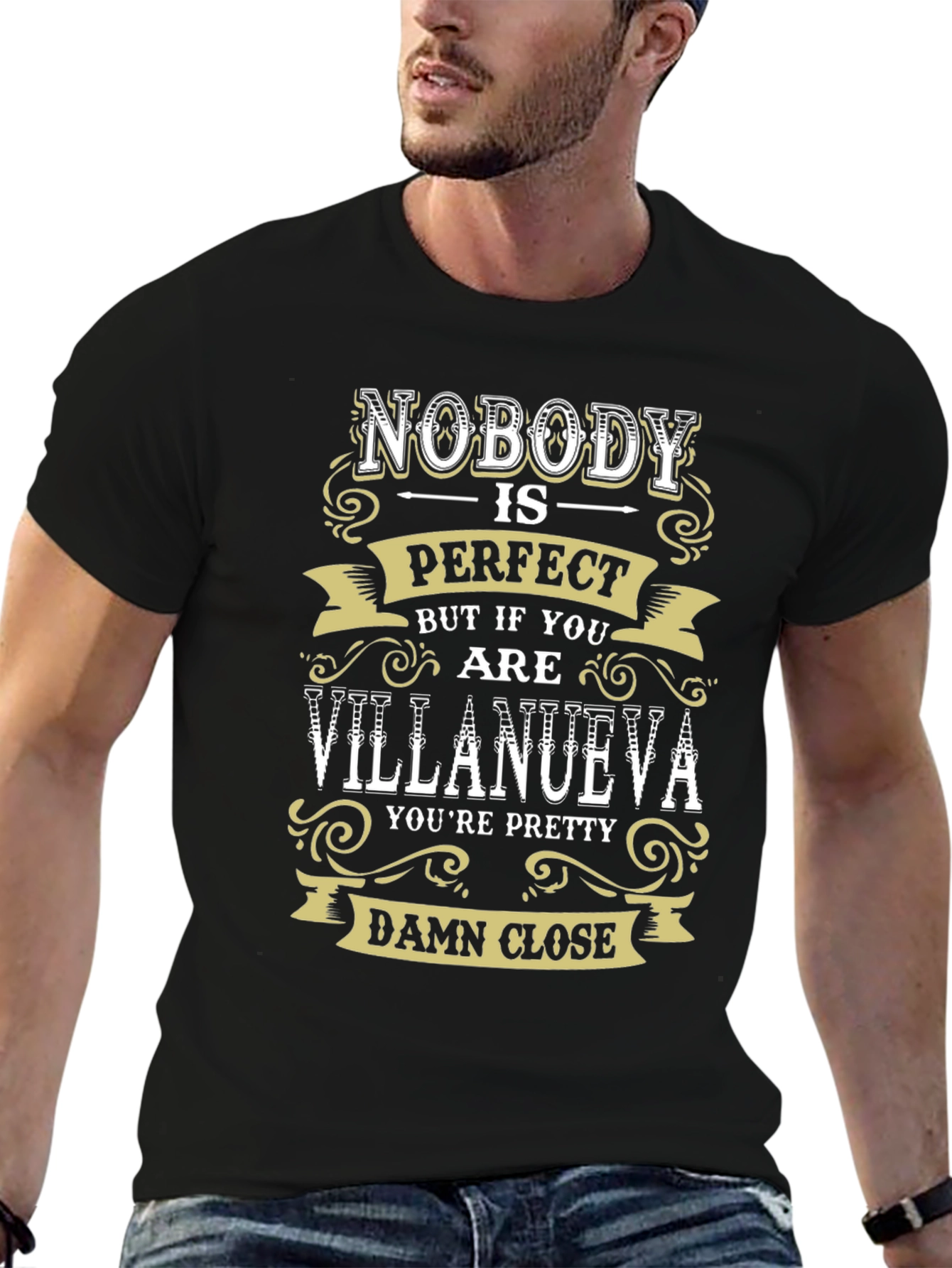 Black Nobody is Perfect Villanueva T-Shirt view 6