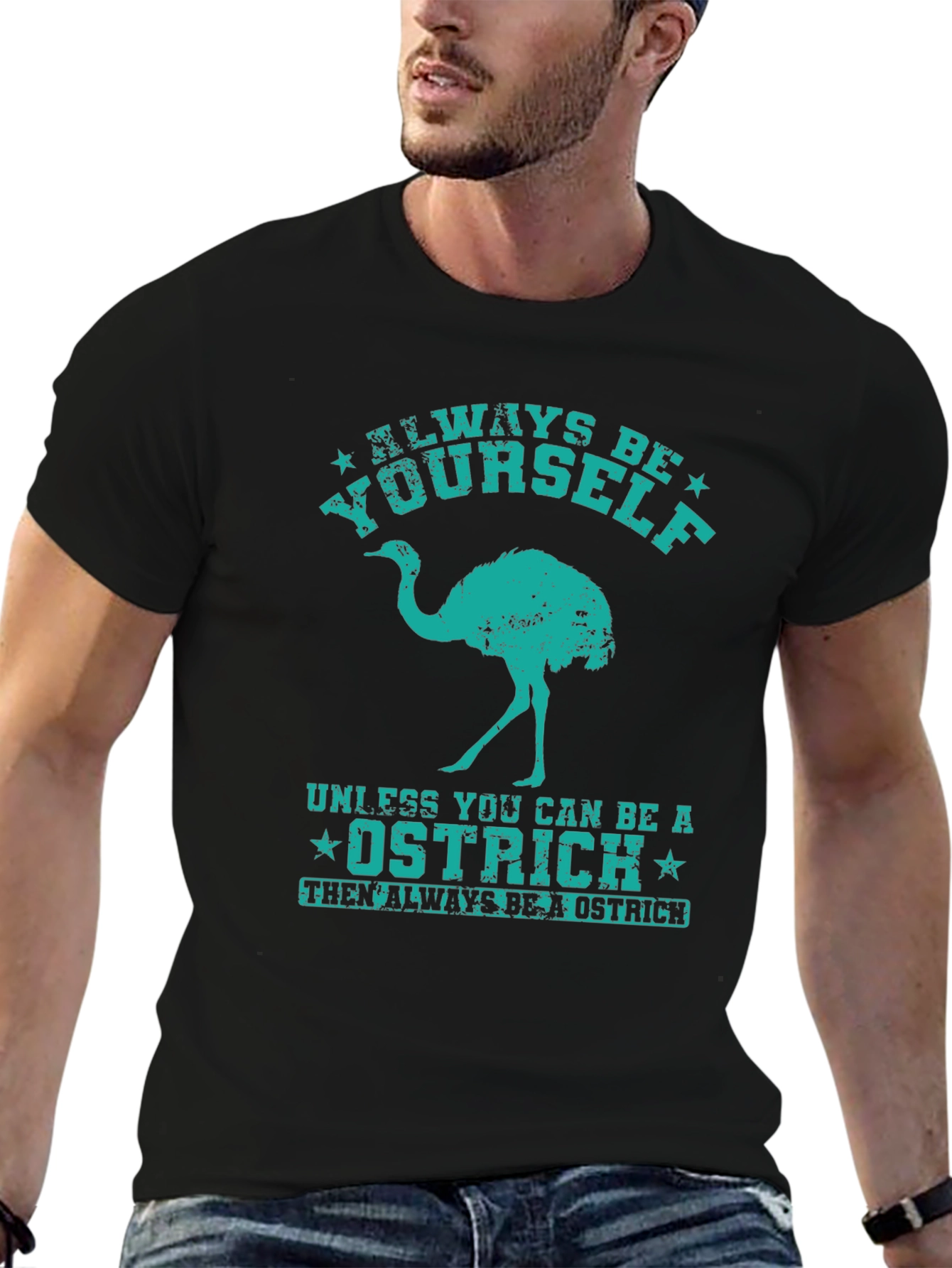 Black Always Be Yourself Ostrich Graphic T-Shirt view 6