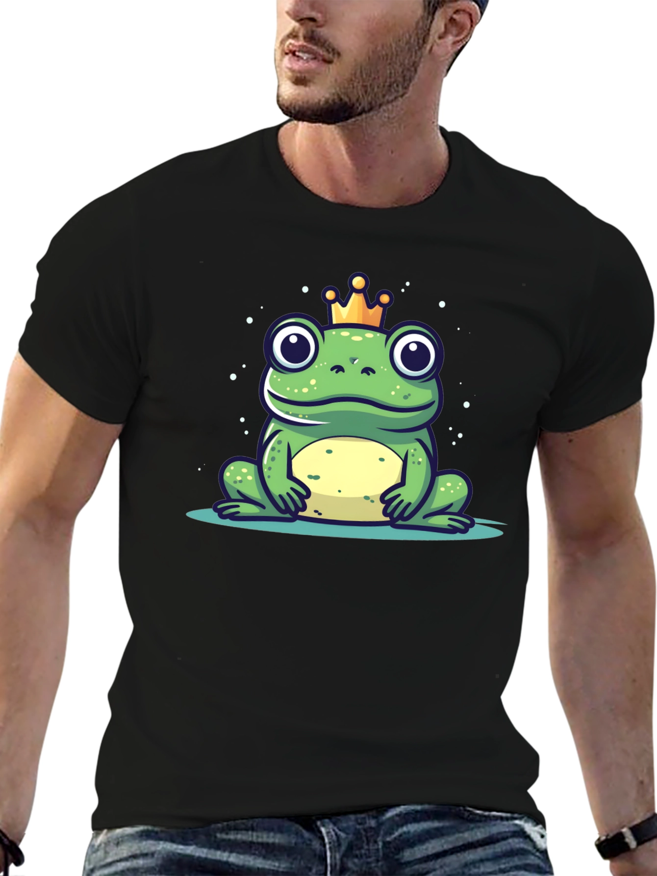 Black Frog Prince T-Shirt - Funny Cartoon Tee view 6