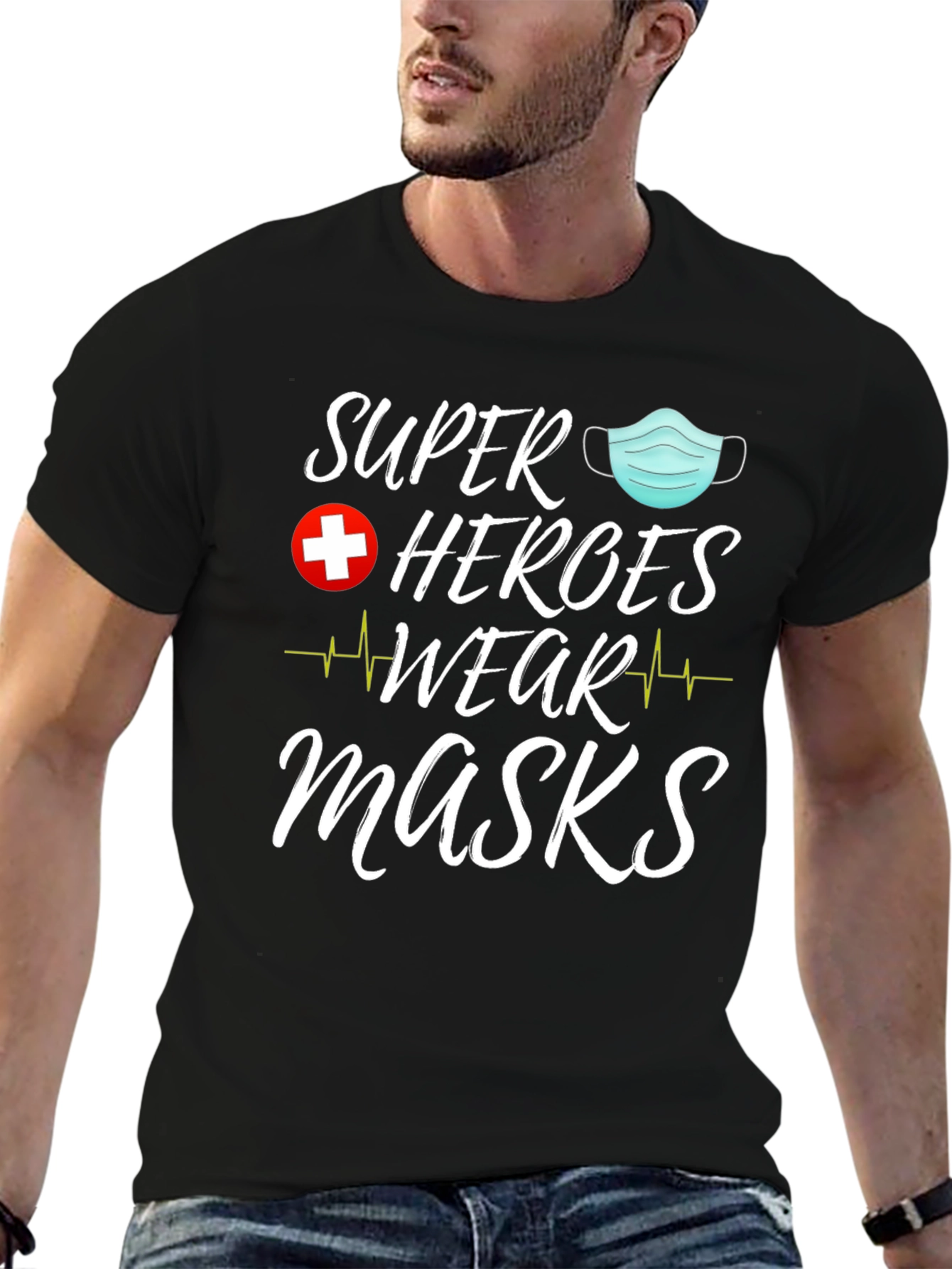 Black Super Heroes Wear Masks Graphic Tee view 6