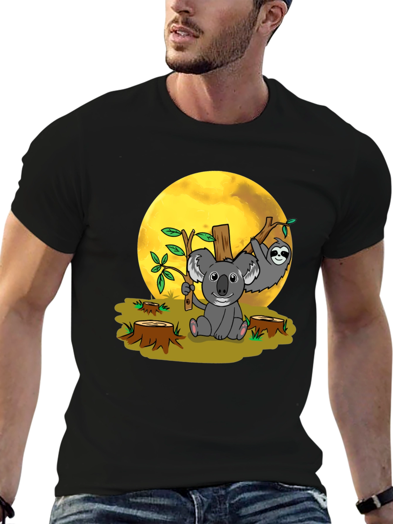Black Koala Sloth Graphic Tee - Conservation T-Shirt view 6