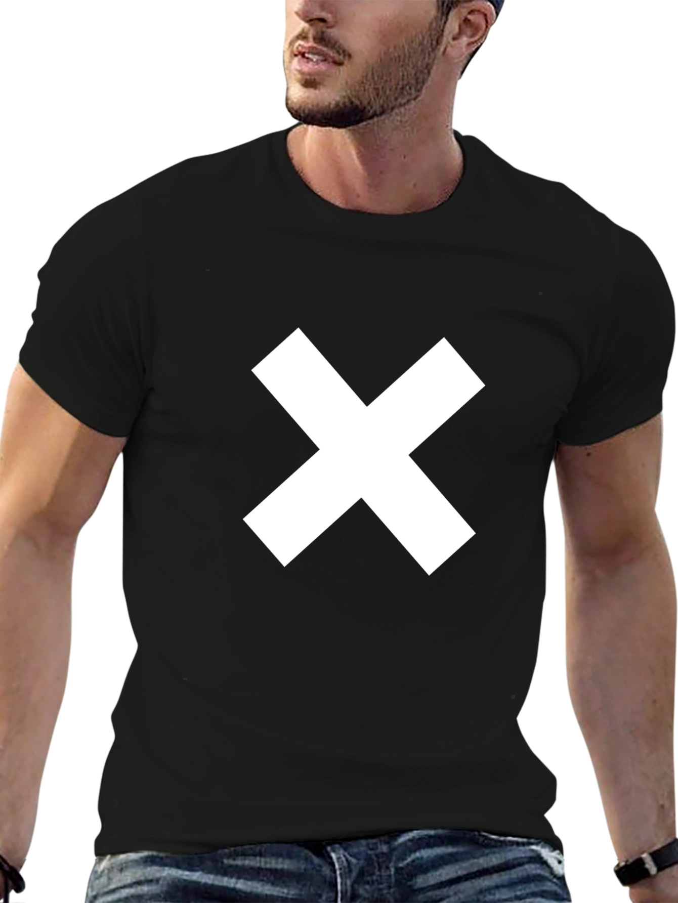 Black Minimalist White X Black Cotton Tee view 6